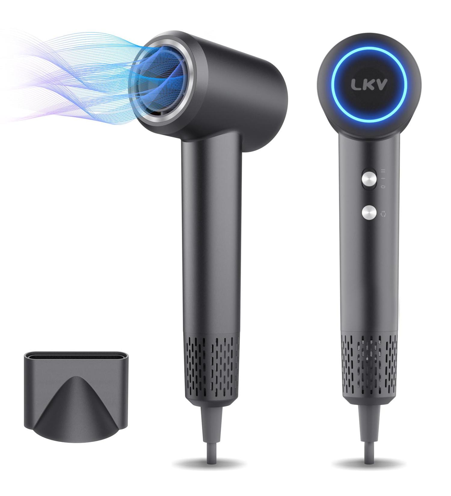 LKV Hair Dryer High-Speed Ionic Hairdryer 57dB Low Noise Travel Hairdryers for Women and Men Fast Drying Brushless Motor 200 Million Professional Negative Ionic Hairdryer Hair Dryers & Accessories Gray - Buy Online on GoSupps.com