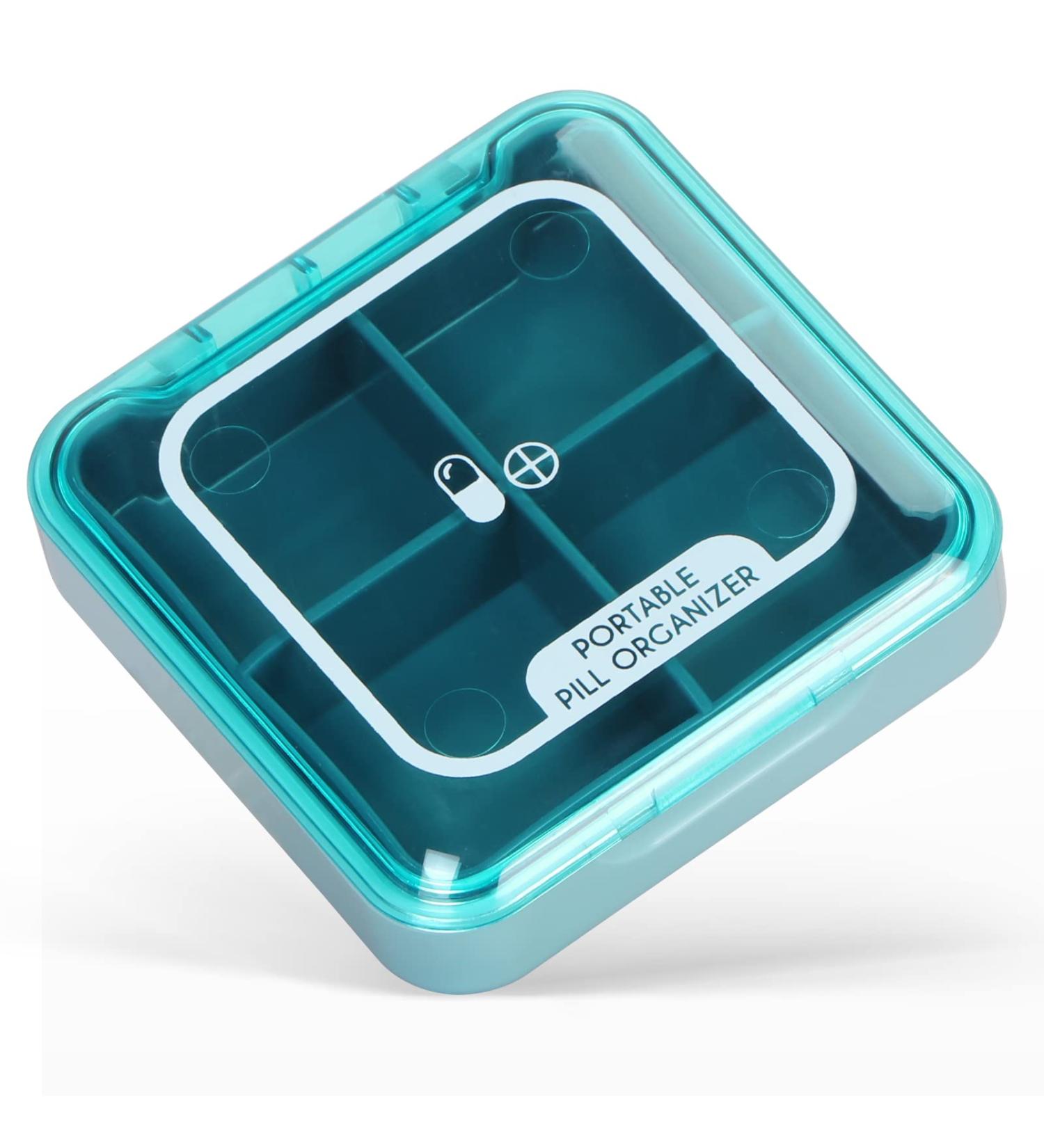 Naturetouch Pill Organizer - 4x Daily Portable Pill Box for Vitamins Medicines & Supplements - Ideal for Men & Women - Blue - Buy Online on GoSupps.com