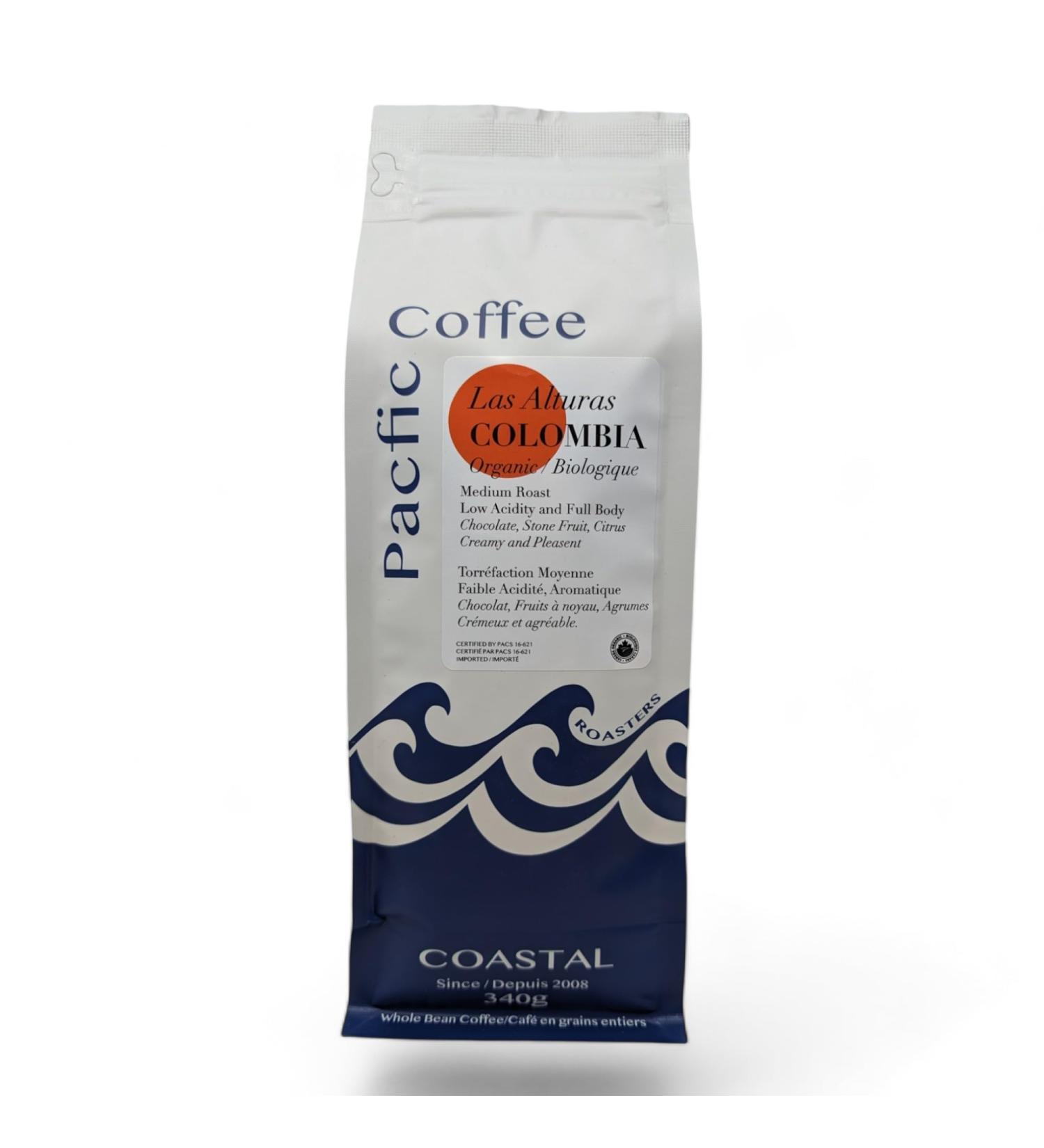Pacific Coffee Roasters Las Alturas Colombian Organic Coffee Medium Roast Whole Bean 340g Organic Colombian 340 g (Pack of 1) - Buy Online on GoSupps.com