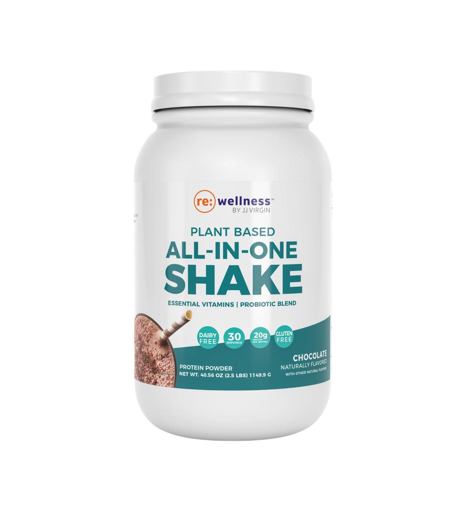 Reignite Wellness by JJ Virgin | Chocolate Plant-Based All-in-One Shake | New & Improved Formula | Plant Protein Powder, Vitamins, Minerals, Greens & Aminos | 20g of Plant Protein | 30 Servings - Buy Online on GoSupps.com
