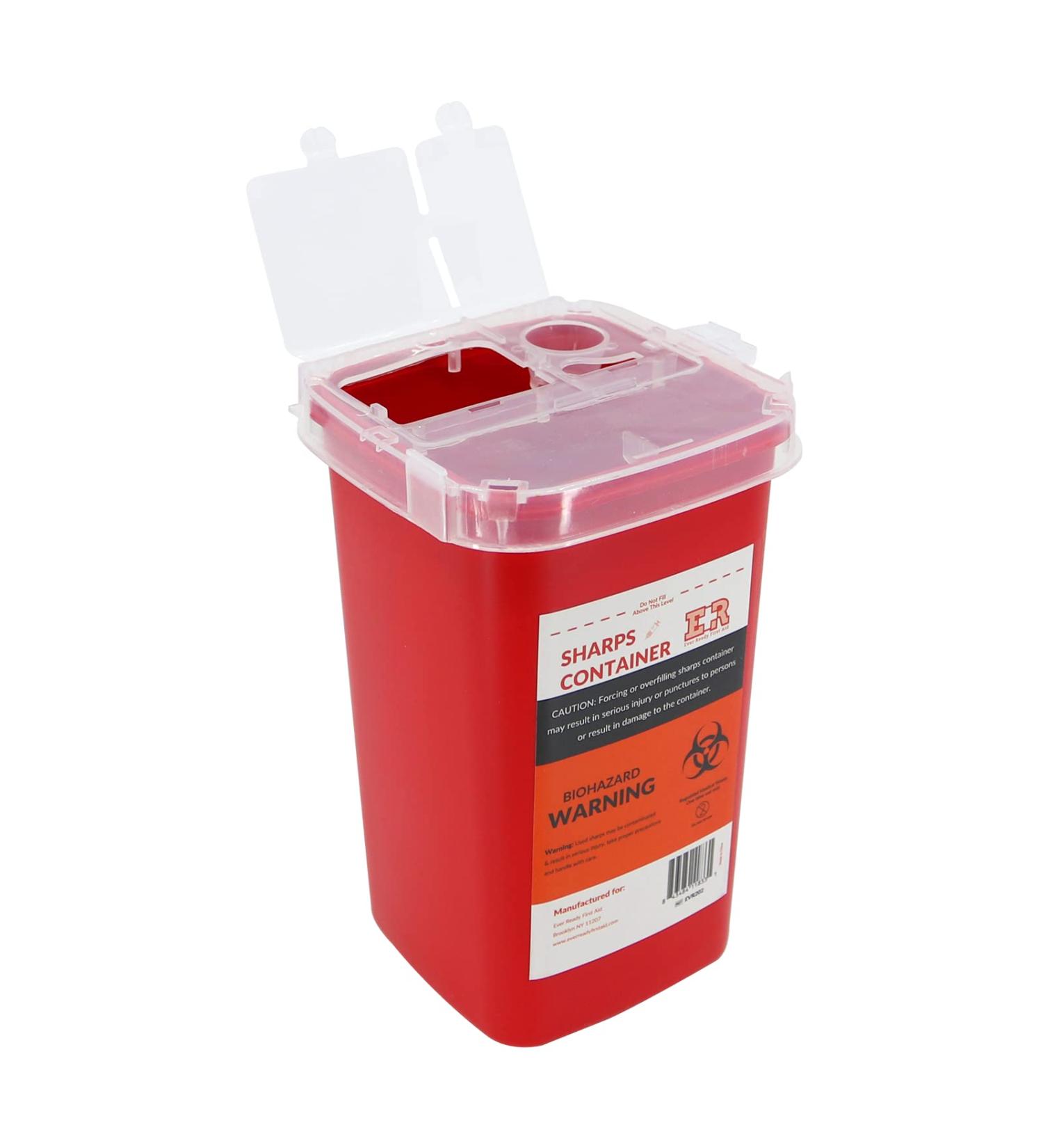 1 Quart Sharps Container with Split Lid and Locking Mechanism - Ever Ready First Aid - Buy Online on GoSupps.com