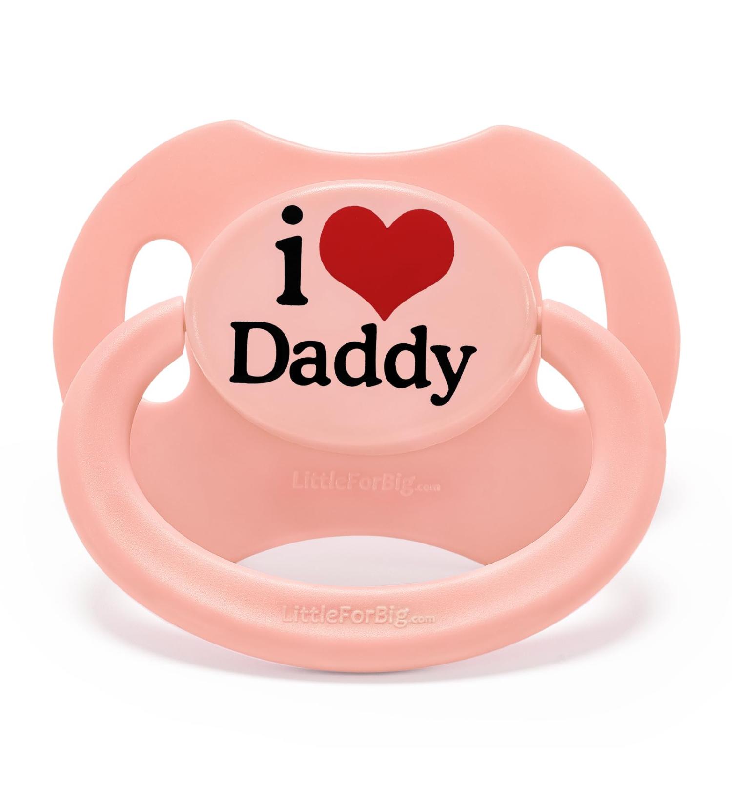 Shop LittleForBig Large Shield Pacifier Generation II - Adult Size I Love Daddy Pink - International Shipping Available - Buy Online on GoSupps.com