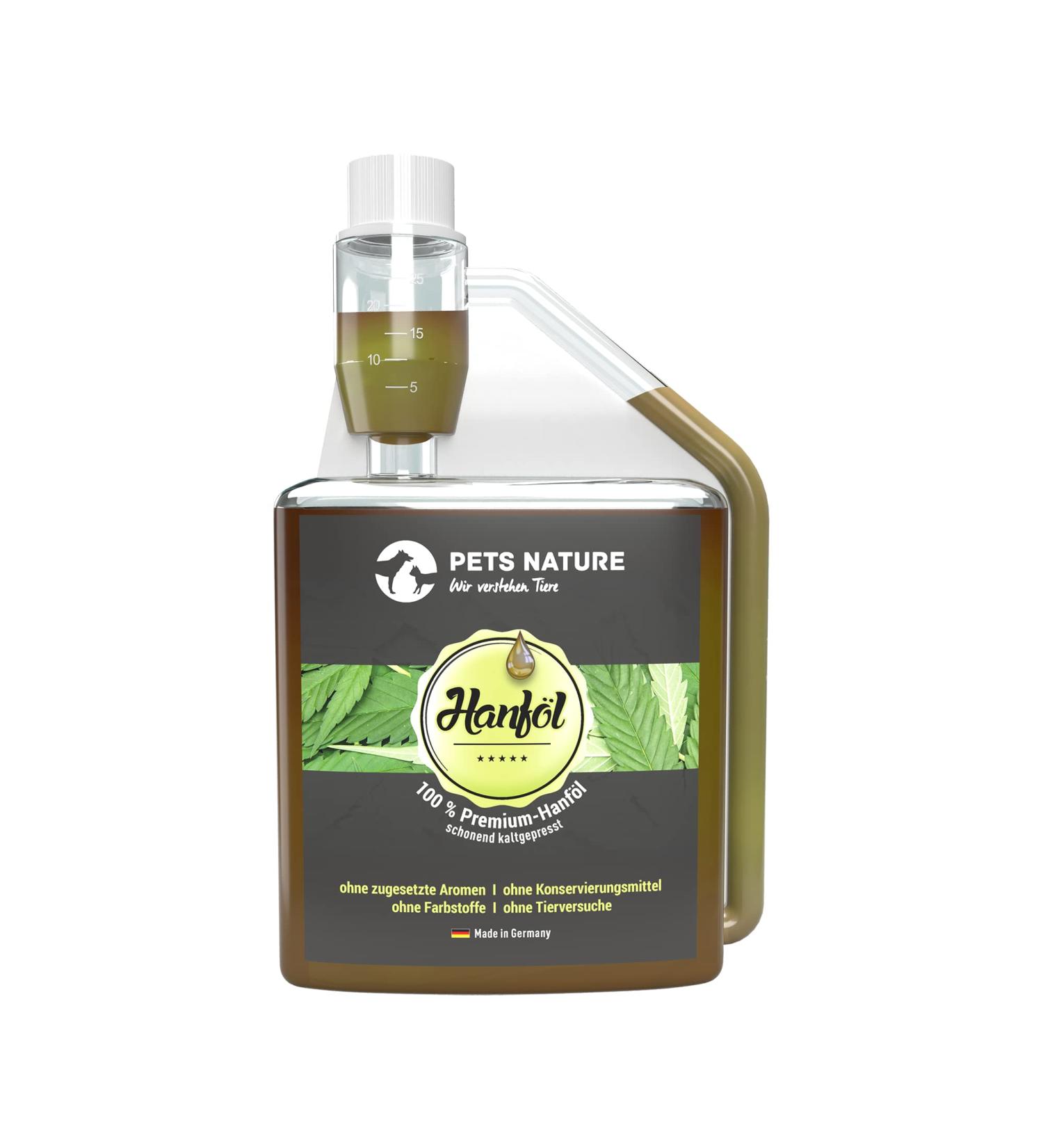 Pets Nature Hemp Oil for Dogs & Cats - 100% Natural Premium Omega-3 & 6 - Cold Pressed - Made in Germany (500 ml) - Buy Online on GoSupps.com