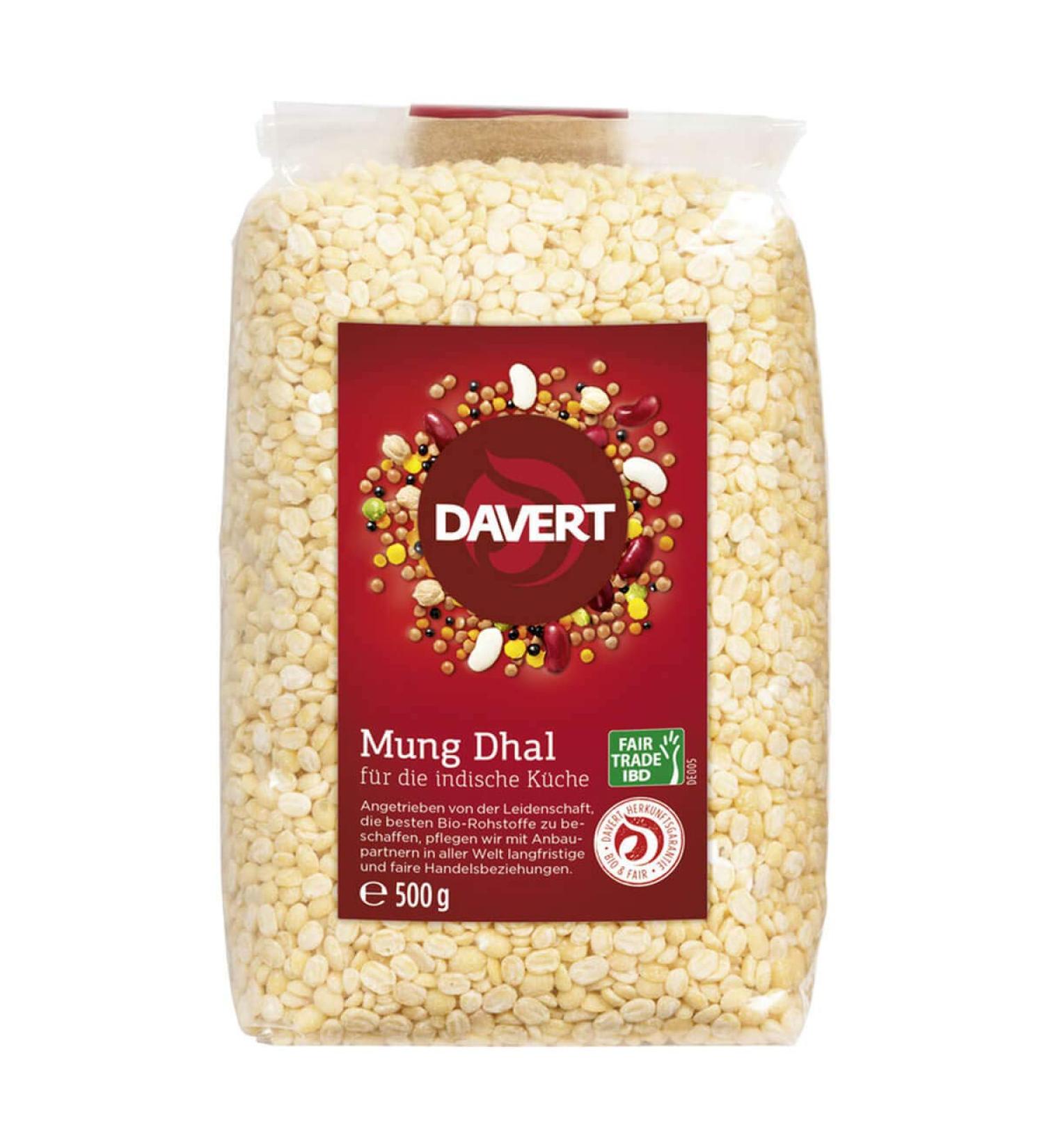 Davert - Mung Dhal Fair Trade IBD - 500 g - Pack of 8