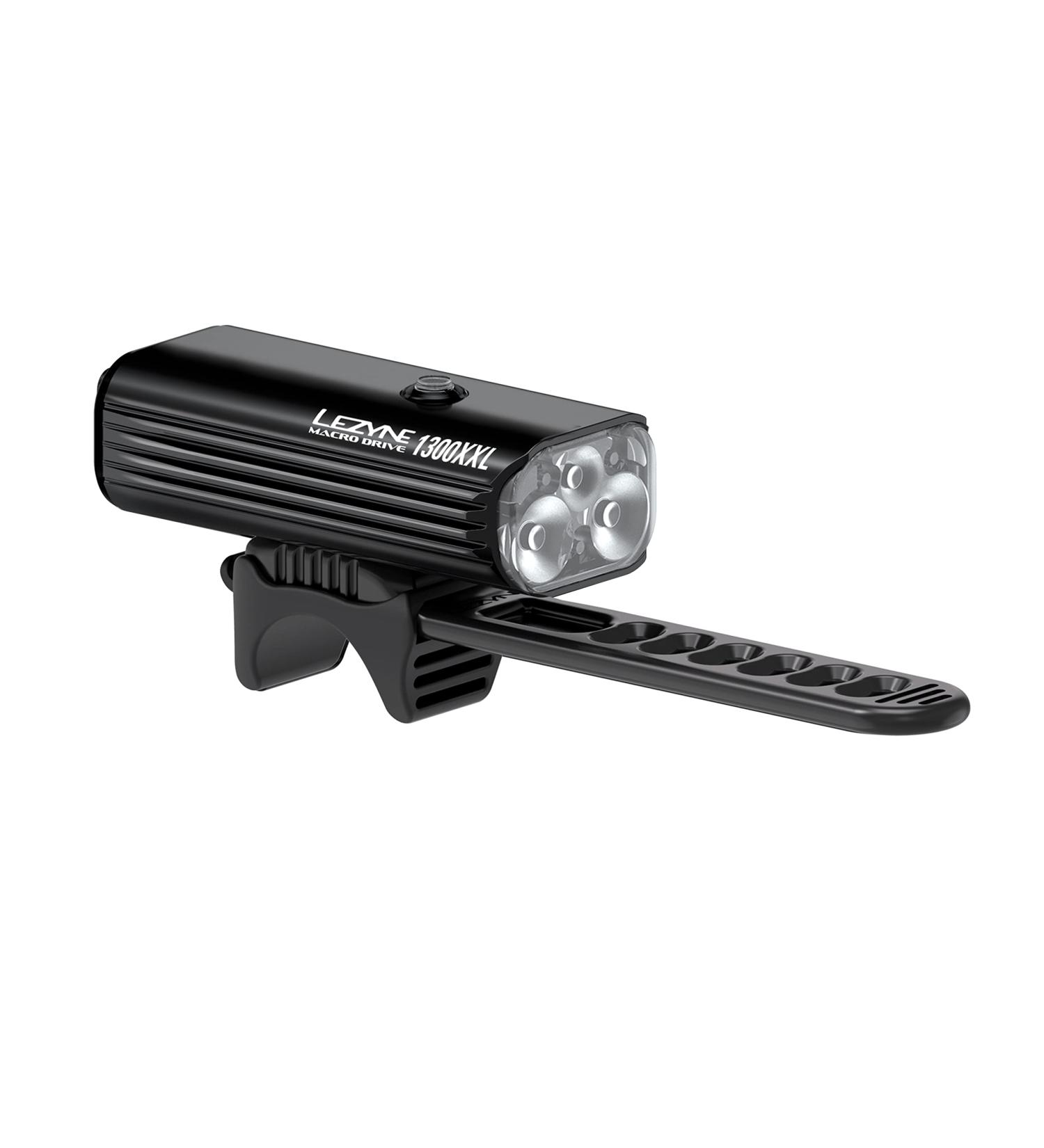 LEZYNE Macro Drive 1300XXL Bike Headlight | 1300 Lumens LED | 148 Hour Runtime | USB Rechargeable | Gloss Black - Buy Online on GoSupps.com
