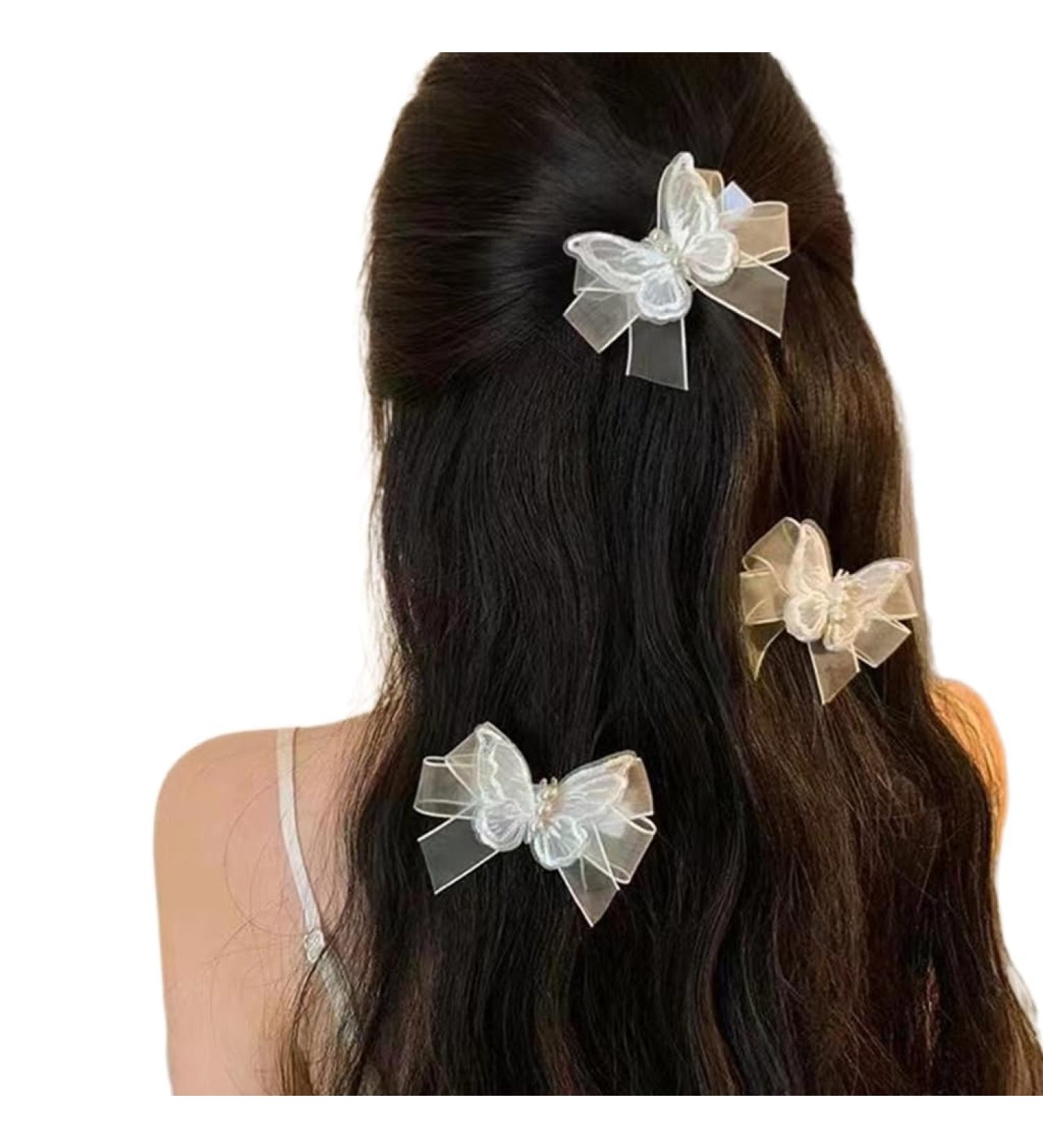 hgnxa Butterfly Hair Clip Women Butterfly Barrettes Butterfly Hairpin w Hair Clip w Barrettes wknot Side Clip Bangs Clip White - Buy Online on GoSupps.com