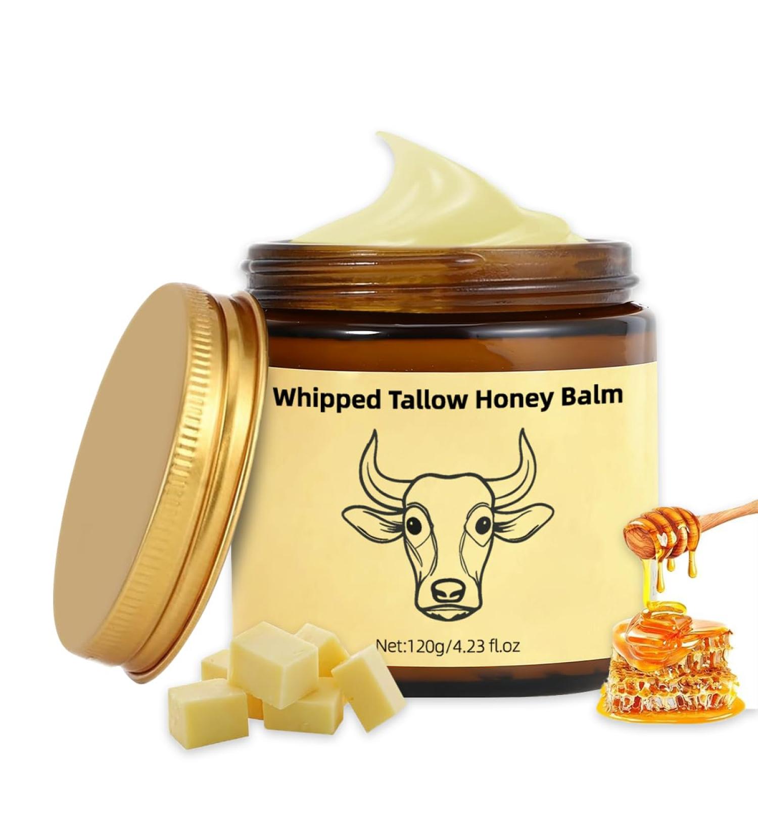 LIHUOMEI Beef Tallow for Skin - Organic Grass Fed Whipped Moisturizer with Honey Balm Natural Hydrating Cream for Face & Body Relief for Dry & Sensitive Skin (4.23oz Lavender) - Buy Online on GoSupps.com