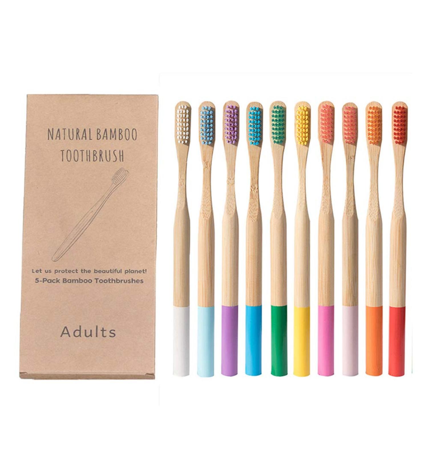 10-Pack Bamboo Toothbrush Set for Adults - Soft Eco-Friendly Vegan Biodegradable Travel Case Included - Durable & Mold-Free 10 Colors - Buy Online on GoSupps.com