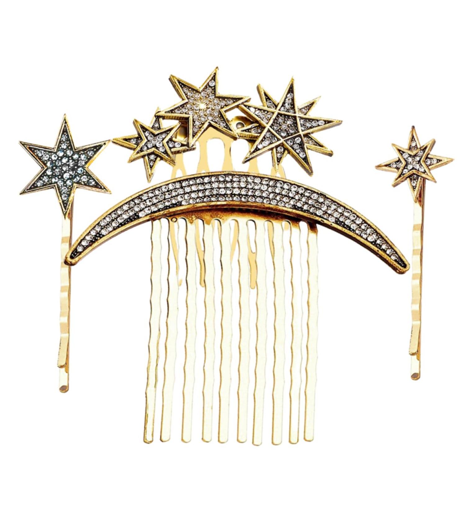 HAPINARY 1 Set Star Moon Hairpin Hair Side Comb Clip Bridal Hair Comb Wedding Hair Barrettes Hair Pin for Decor Hair Side Clip Comb Metal Bridesmaids Headpiece Hair Side Combs Star Hairpins - Buy Online on GoSupps.com