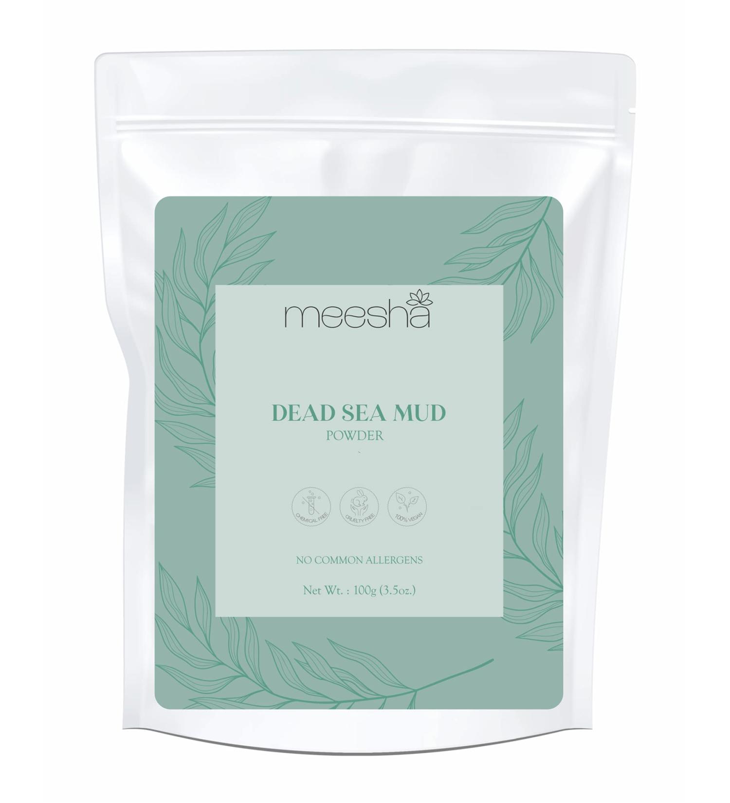 Meesha Dead Sea Mud Powder | 3.5 oz Exfoliating & Detoxifying Clay | 100% Natural Skincare for DIY Face & Body Masks - Buy Online on GoSupps.com
