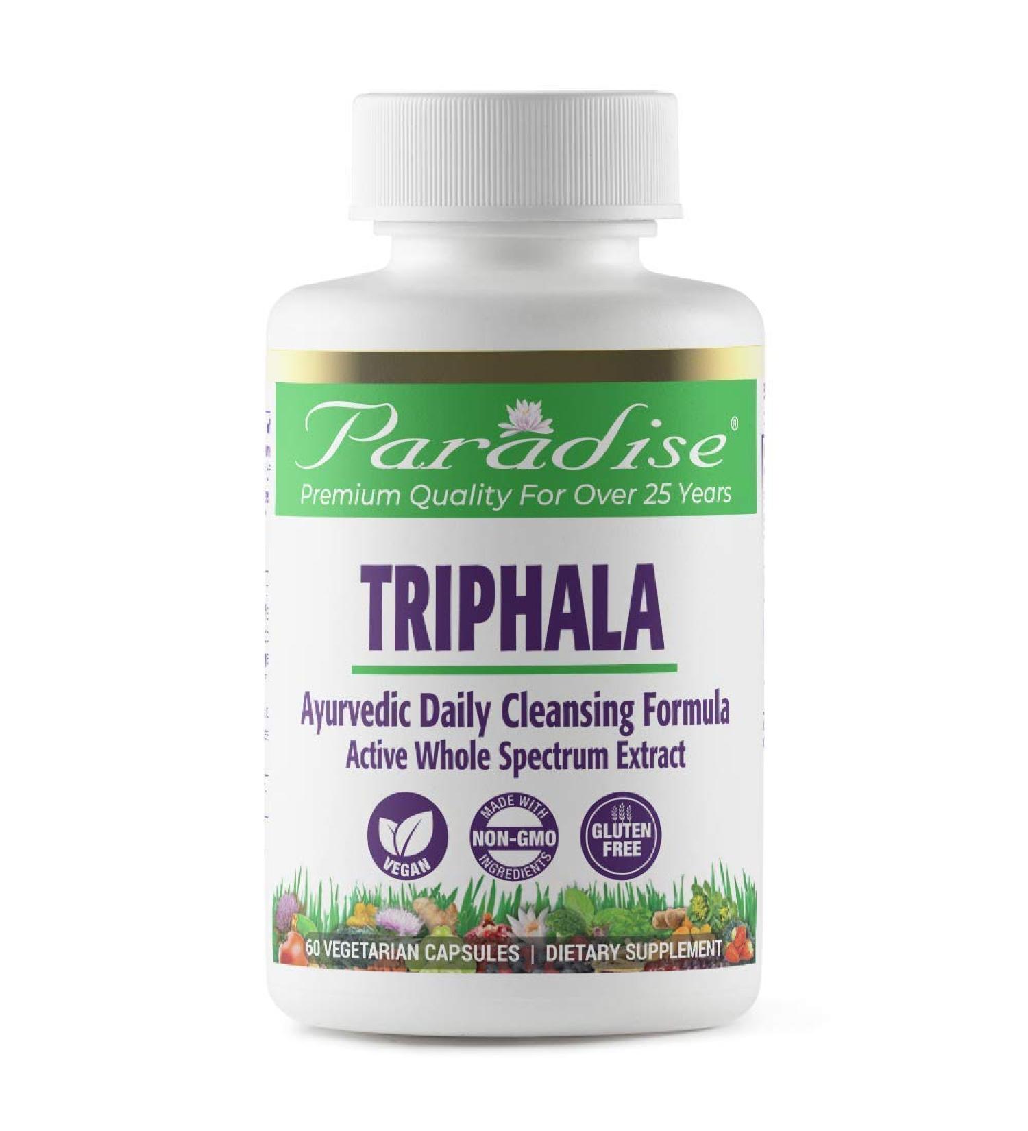 Buy Paradise Herbs Triphala - 60 Vegetarian Capsules for Digestive Health - Buy Online on GoSupps.com