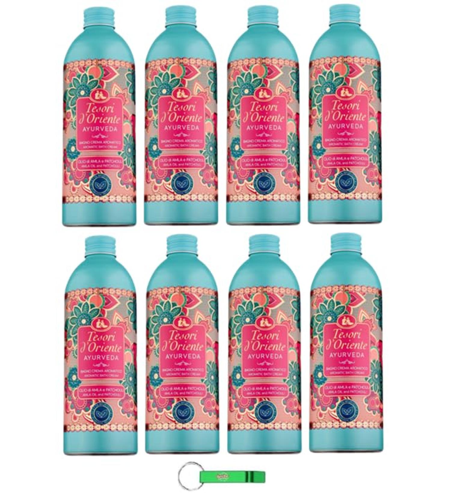 Tesori d'Oriente Bagno Lot de 8 cr mes ayurv diques moussantes l'amla et au patchouli nettoie en douceur la peau et donne brillance et souplesse 500 ml + porte-cl s Beni Culinari gratuit - Buy Online on GoSupps.com