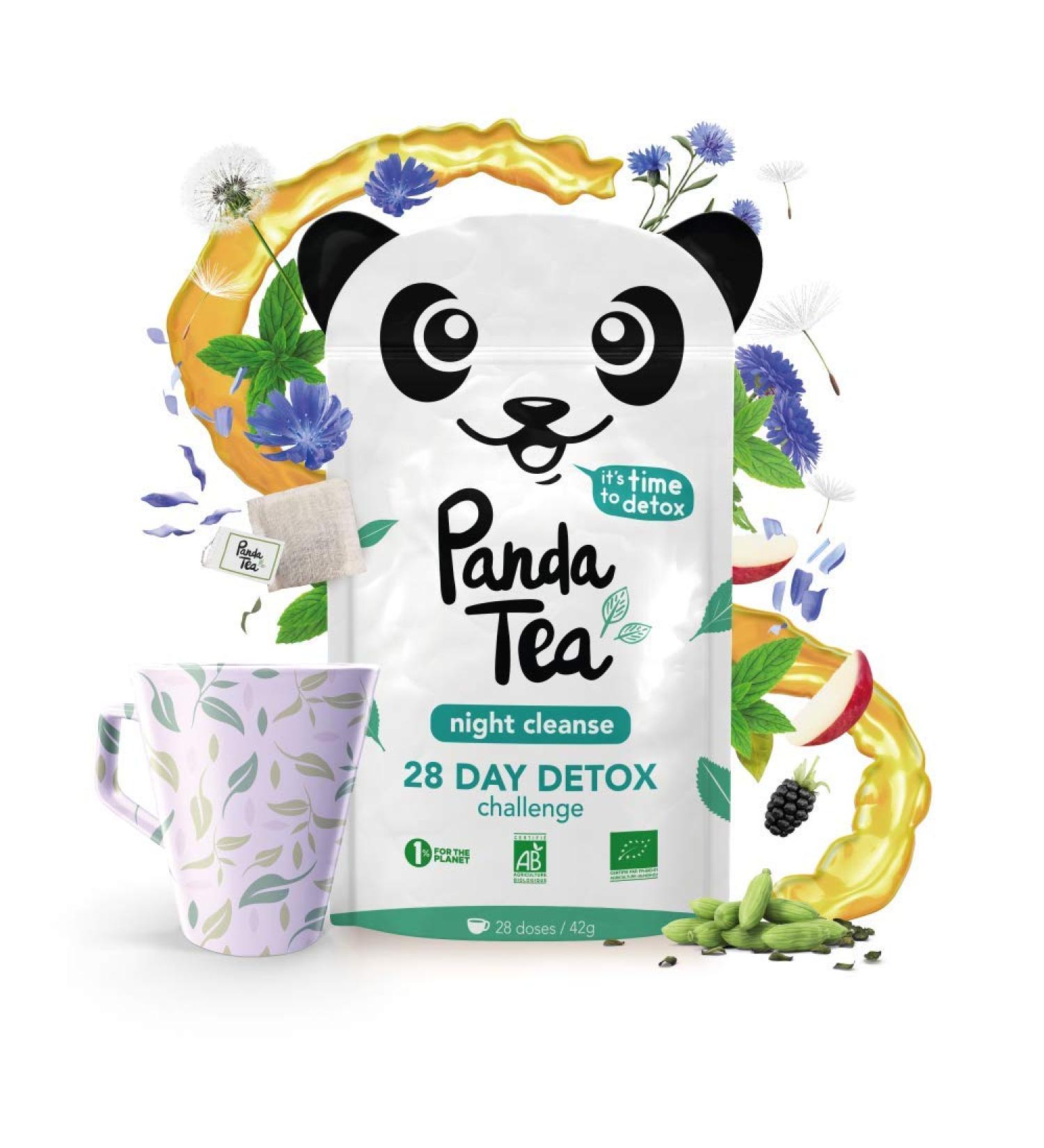 Panda Tea - Night Cleanse - Certified organic detox tea & infusions - 28 sachets - anti-bloating and flat stomach - Buy Online on GoSupps.com