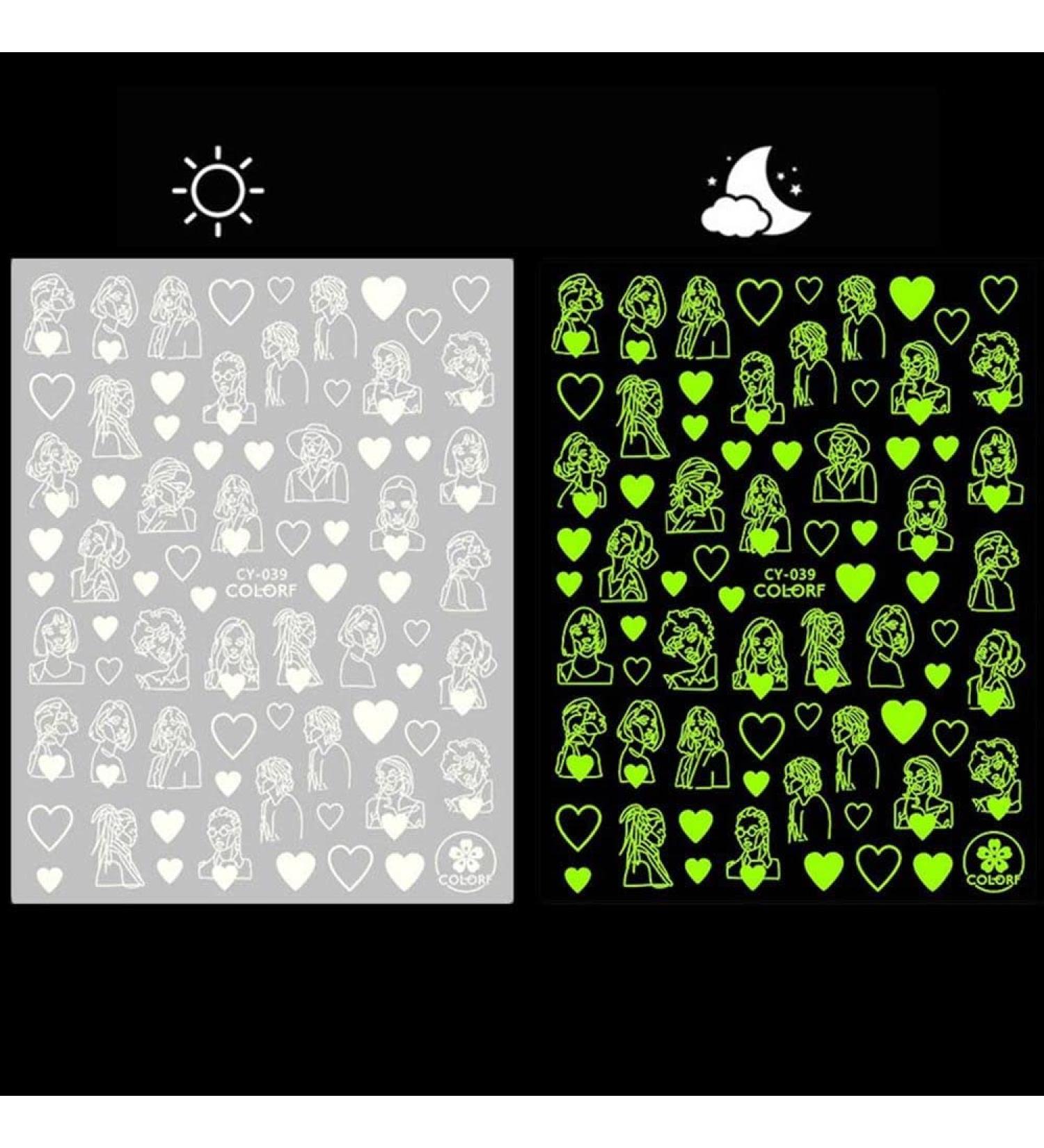 Nail Art Decoration Slider DIY Nails Decals Face Abtract Luminous 3D Nail Sticker Flower Design(CY-039) - Buy Online on GoSupps.com