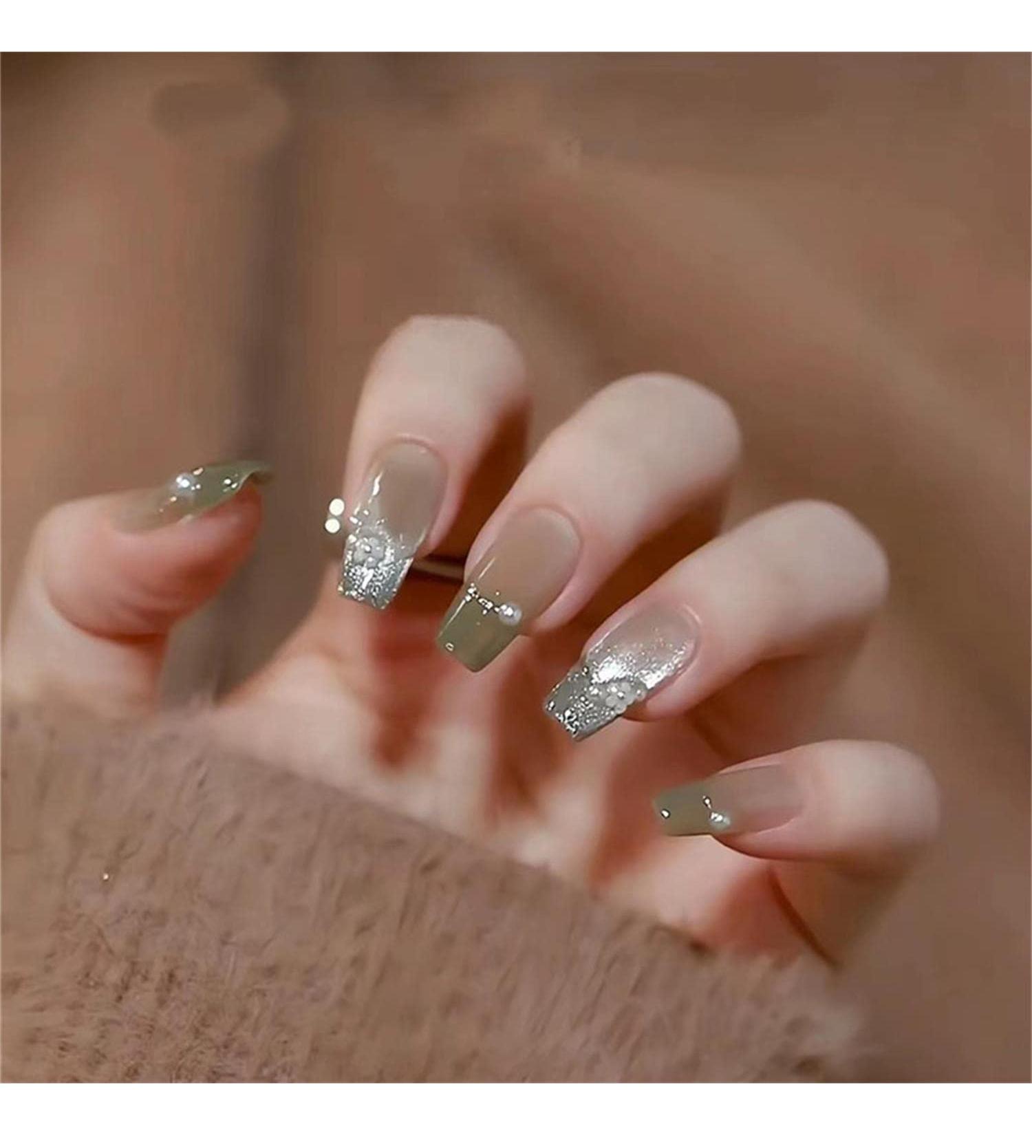 Press on Nails Long Fake Nails 24Pcs Shiny False fingernail with Self-Adhesive Jelly Nail Glue Tabs Press On False Nails - Buy Online on GoSupps.com