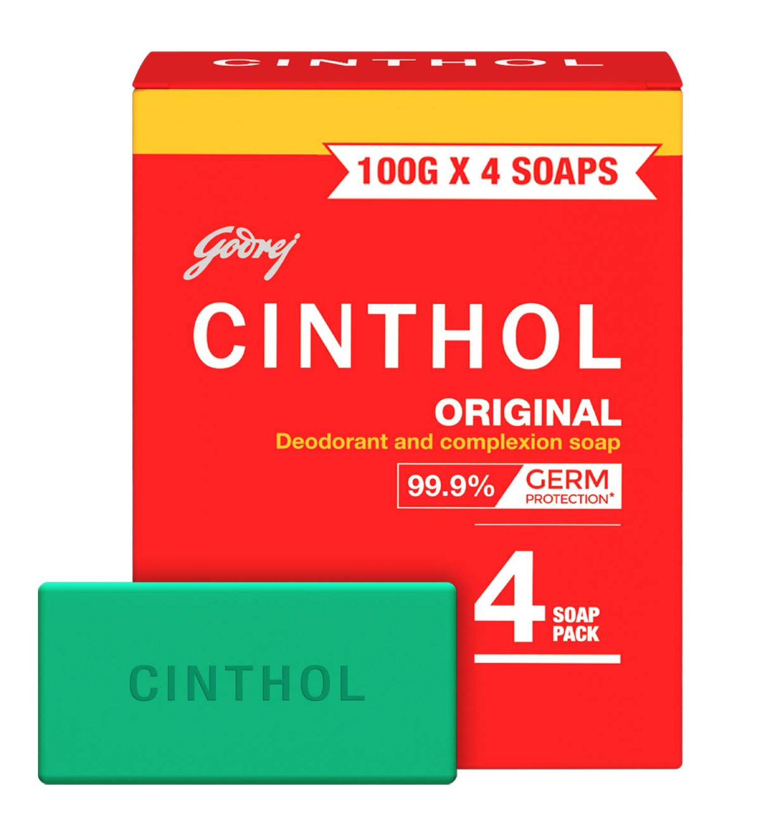 Cinthol Original Soap 100g - Pack of 4 | Refreshing and Cleansing Bar Soap - Buy Online on GoSupps.com