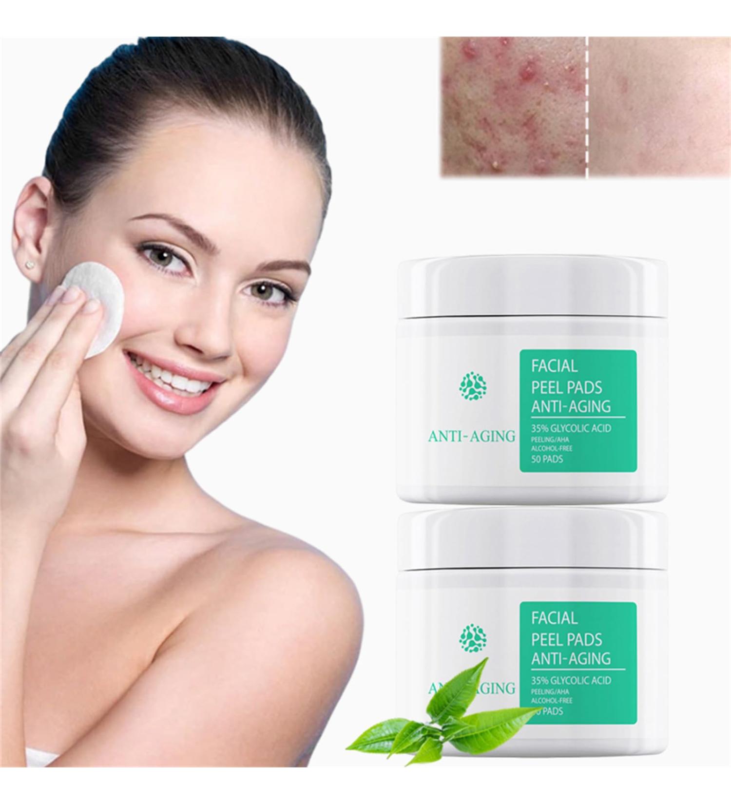 Glycolic Acid Peel Pads - 35% Exfoliating Wipes for Face & Body | Vitamin B5 & Tea Tree Oil | Minimize Pores & Uneven Skin Tone (2 Pcs 2.82oz) - International Shipping - Buy Online on GoSupps.com