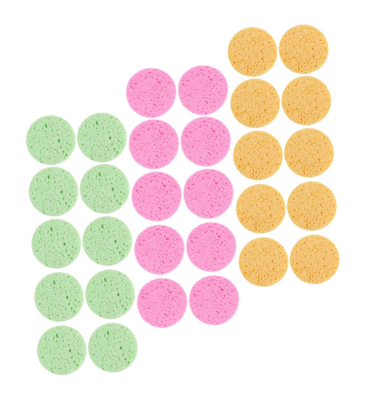 FRCOLOR 60 Pcs Exfoliating Cleansing Pads - Wood Pulp Facial Scrub Sponges for Deep Clean & Foaming Wash - Pink Facial Care Tools - Buy Online on GoSupps.com