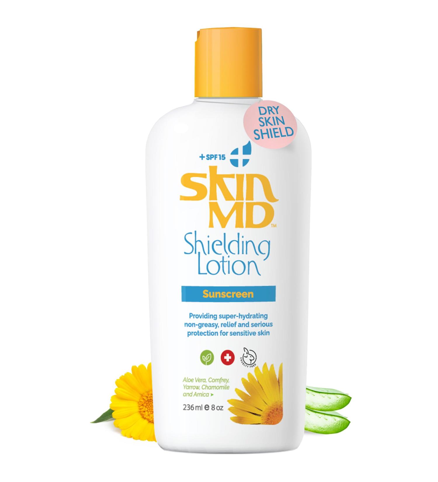 Skin MD Shielding Lotion 8oz + SPF 15 - Eczema & Psoriasis Relief | Natural Dry Skin Remedy for Face Body & Hands - International Shipping Available - Buy Online on GoSupps.com