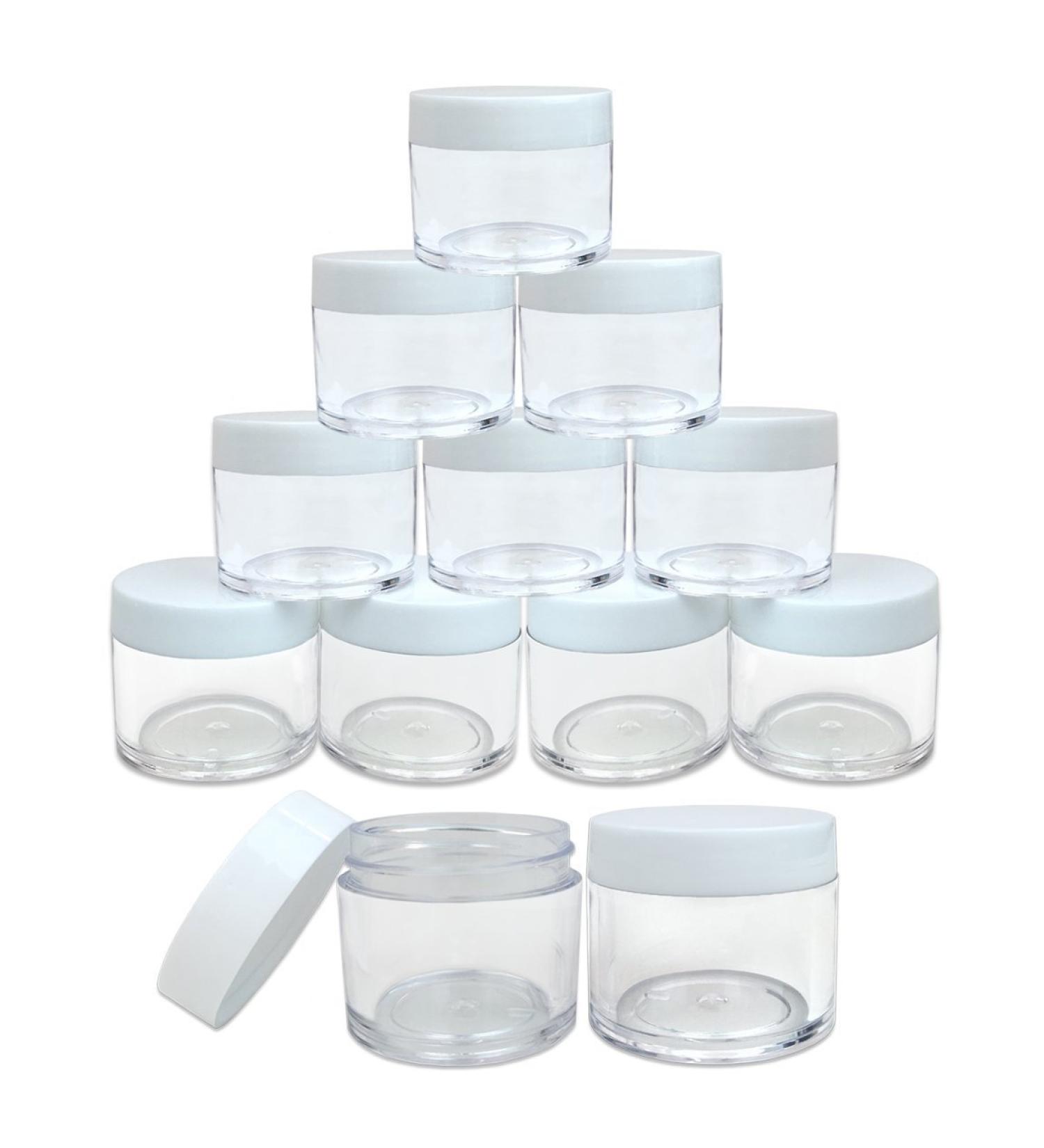 Beauticom 12 Piece Acrylic Round Clear Jars with Lids for Creams & Cosmetics - USA Made | Perfect for Lotions Samples Herbs - Buy Online on GoSupps.com