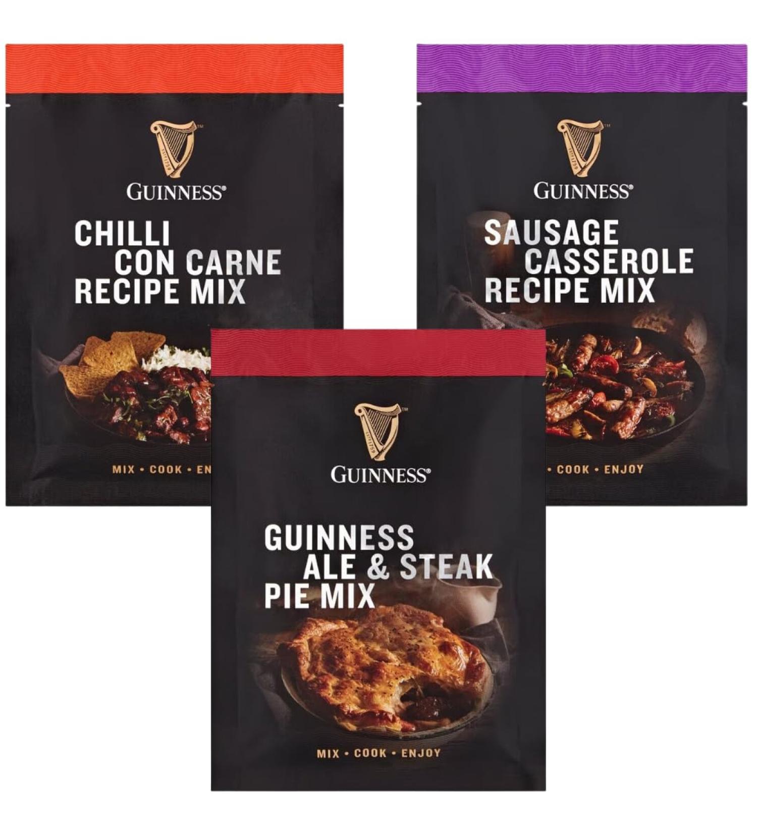 Baking Mix Bundle with Guinness Steak & Ale Pie Mix 40g Chilli Con Carne Mix 40g & Sausage Casserole Mix 40g (3 Pack) - Buy Online on GoSupps.com