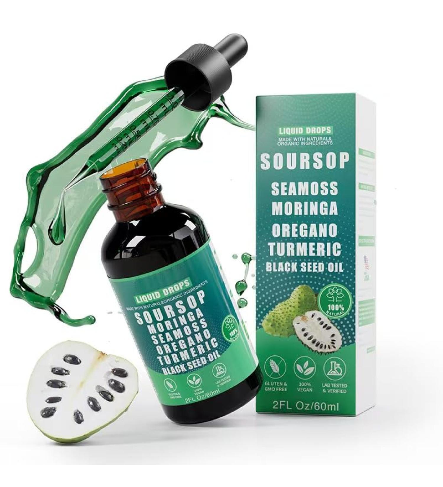 Soursop Bitters Liquid Drops 10In1 With Sea Moss Moringa Turmeric Black Cumin Oil Ashwagandha Vegan 59 ml 1 pcs - Buy Online on GoSupps.com