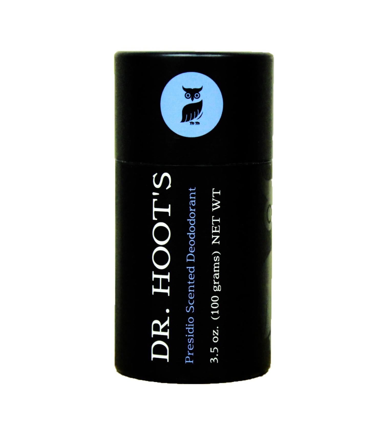 Dr. Hoot s Natural Aluminum-Free Deodorant | Effective Odor & Sweat Protection | Travel Size Sports Stick | Plastic-Free Packaging | Presidio Scent 3.5 oz - Buy Online on GoSupps.com