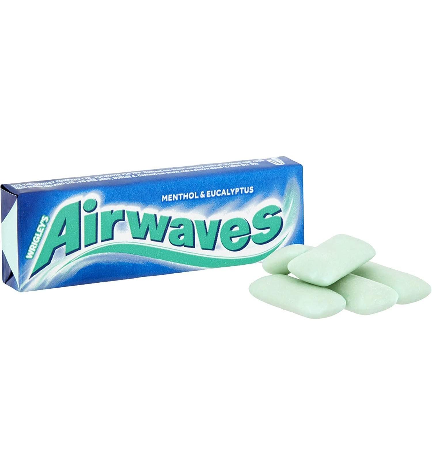 Wrigley's Airwaves Menthol & Eucalyptus Sugarfree Chewing Gum 30x10 Pellets The original strong taste experience with the refreshing airwaves menthol kick