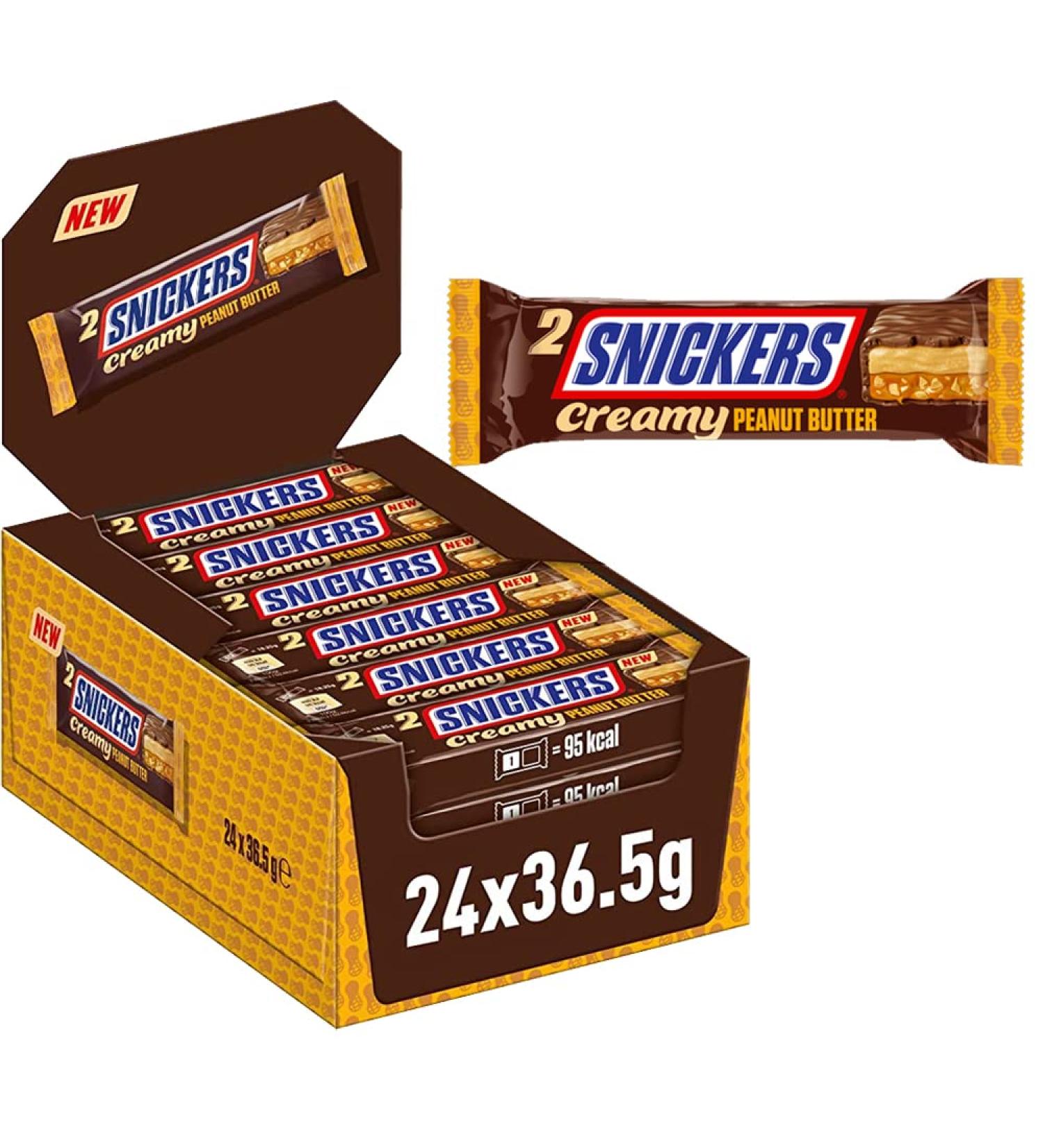 Snickers Creamy Peanut Butter Chocolate Duo Bar 36.5g - 2 Bars in each pack (3 Bars) Cocoa 3 Bars - Buy Online on GoSupps.com