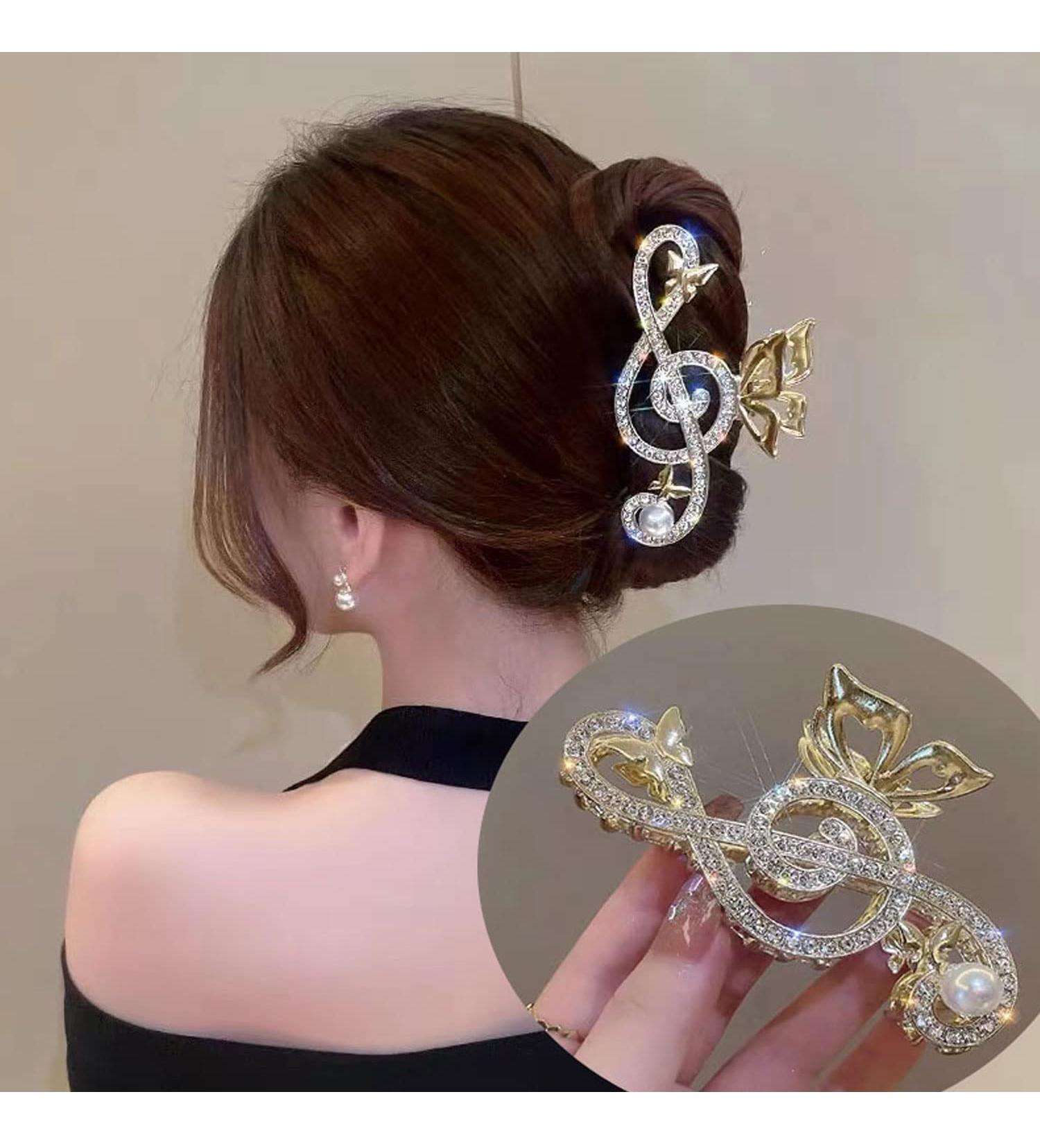 Gold Music Note Hair Claw Clip - Strong Hold Metal Hair Accessory for Women & Girls - Buy Online on GoSupps.com