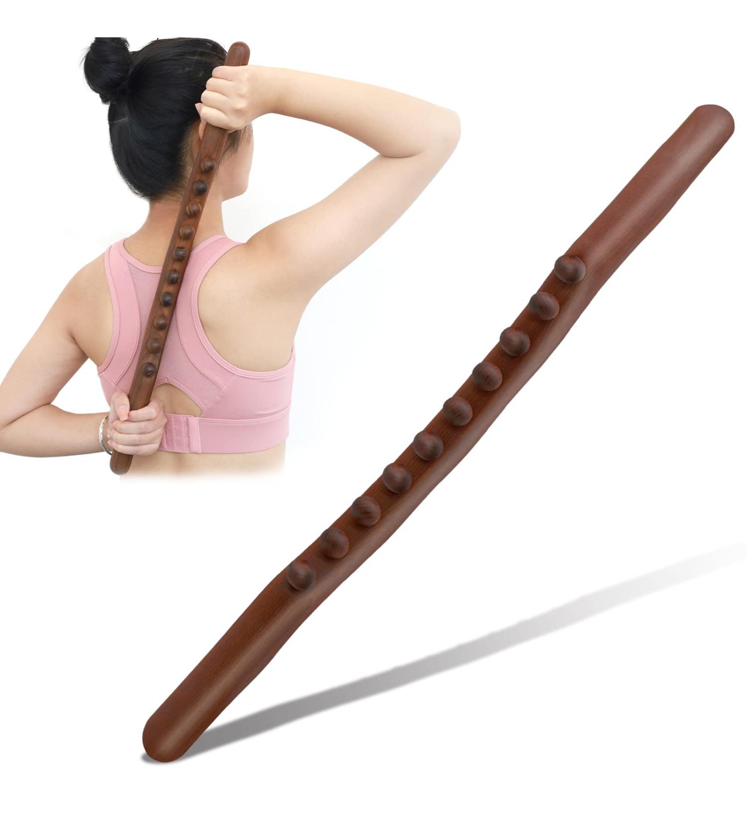 Wood Gua Sha Massage Stick - Maderotherapy Lymphatic Drainage Tool for Full Body Relaxation Cellulite & Muscle Relief - Buy Online on GoSupps.com