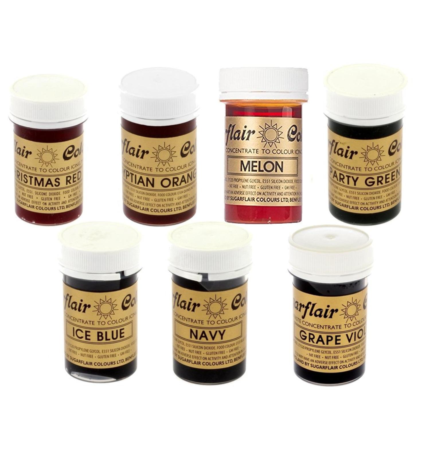 Sugarflair Rainbow 7 Colour Set -Spectral Paste Food Colour Selection by Art of Cake (Set of 7 Colours