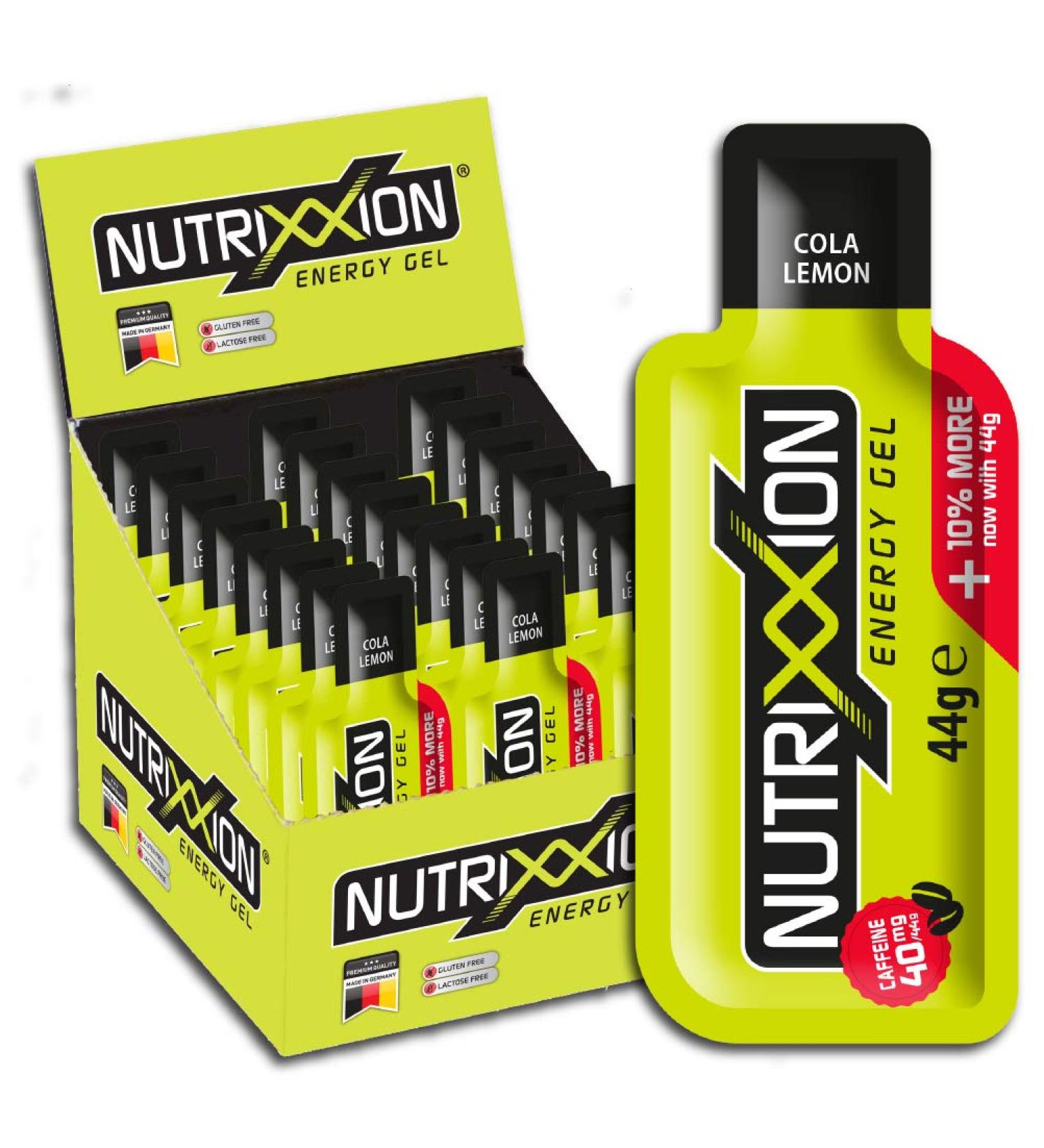 Nutrixxion Energy Gel Sport - BCAA Amino Acids Shot High Carb 40g Caffeine | 24x44g Set | Cola Lemon Flavor - International Shipping Available - Buy Online on GoSupps.com