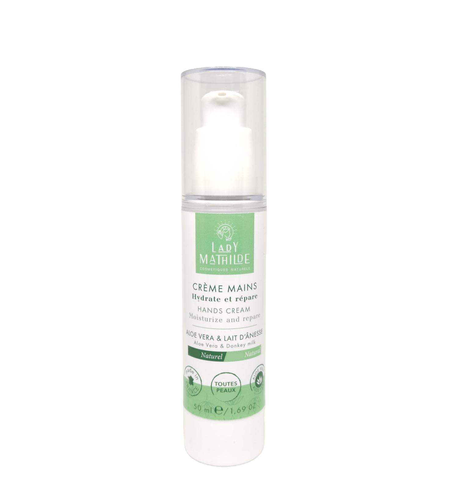 Lady Mathilde - Hand Cream - Aloe Vera & Donkey Milk - 100% Natural - Repairing and Moisturizing - All Skins Even Very Dry and Sensitive - Made in France - Airless Tube 50ml - Buy Online on GoSupps.com