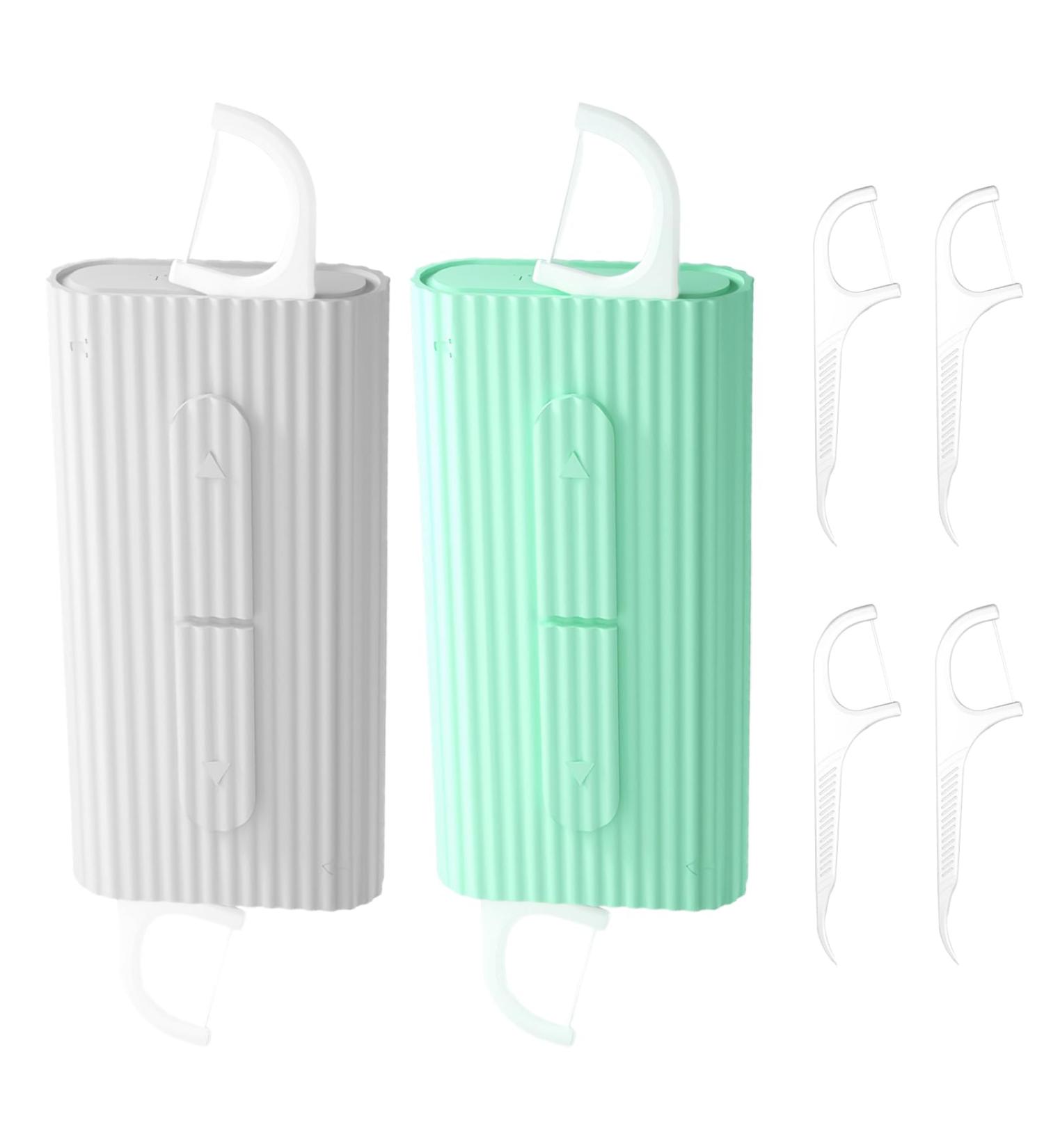 Portable Dental Box Set - 2 Refillable Holder Boxes with 10 Dental Floss Picks | Travel & Home Hygiene Solution - Buy Online on GoSupps.com