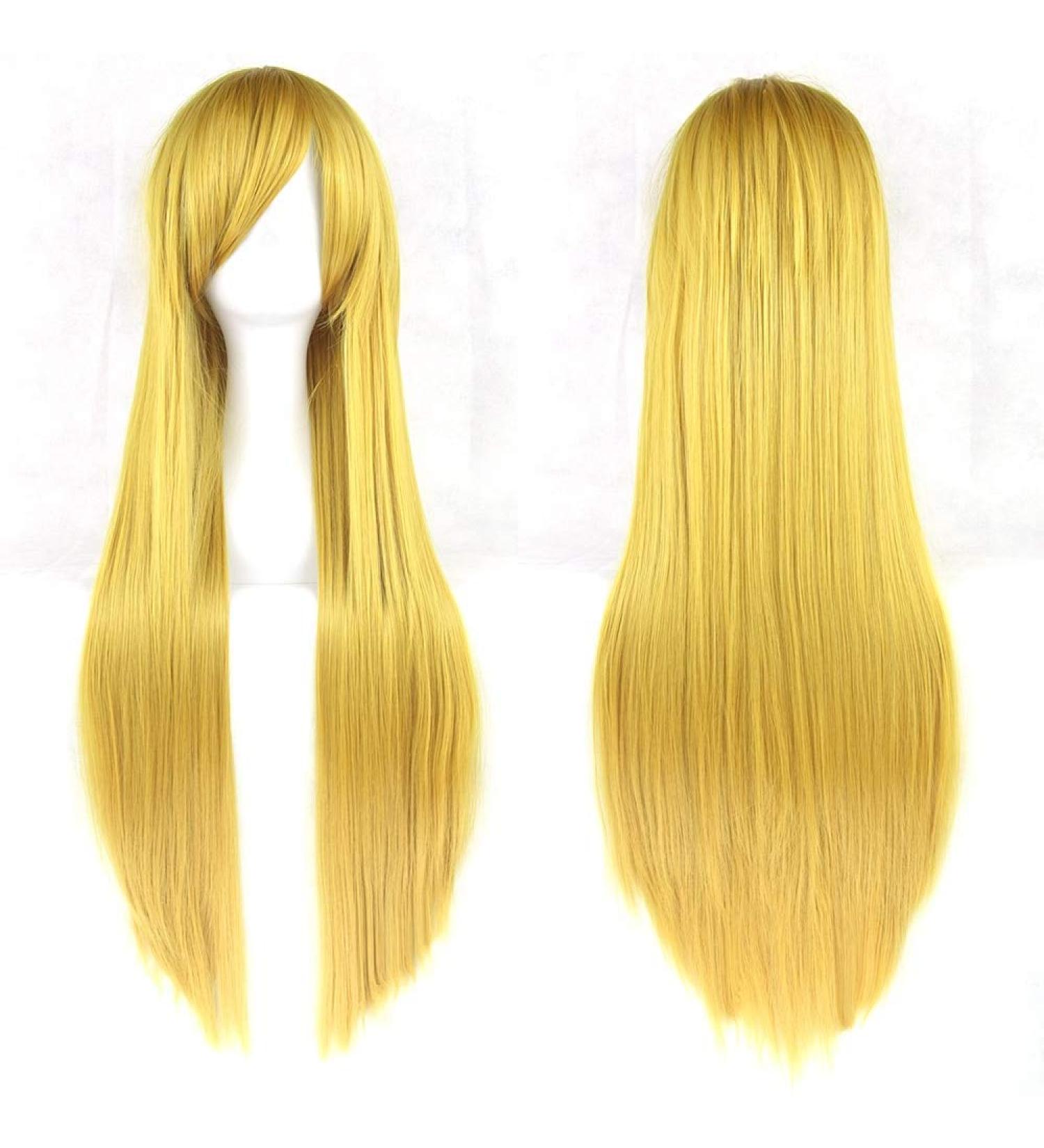 LFMDJF 80cm Long Synthetic Hair White Purple Wigs Heat Resistant Fiber Party Black Hair Straight Wig Hairpiece for Women 32 Inches 1b/27 HL T1b/350