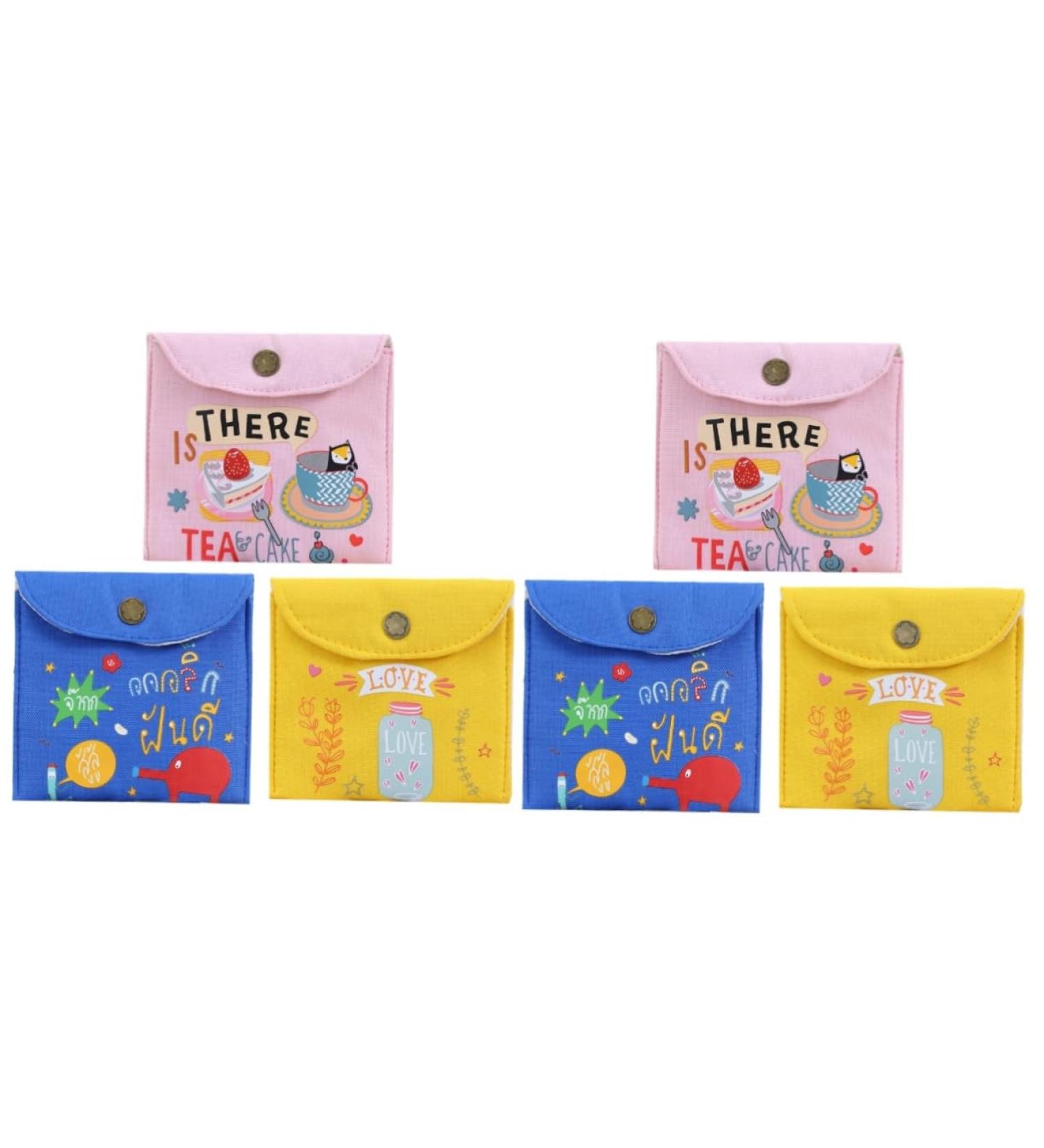 Buy Healeeved 6 STK Canvas Storage Bags for Women's Tampons - Mini Zipper Travel Wallets in Blue & Yellow - Perfect for Menstrual Bandages Ideal Change Bags - Buy Online on GoSupps.com