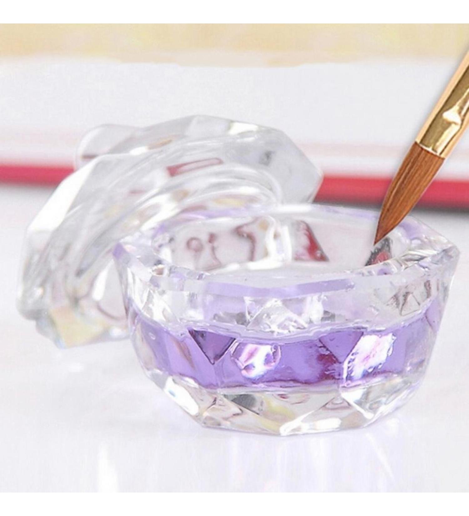 Lilyeyes Nail Art Dappen Dish - Clear Cup Glass Jar with Lid for Acrylic Liquid & Powder Styling Tools - Perfect for DIY Nail Design - Buy Online on GoSupps.com
