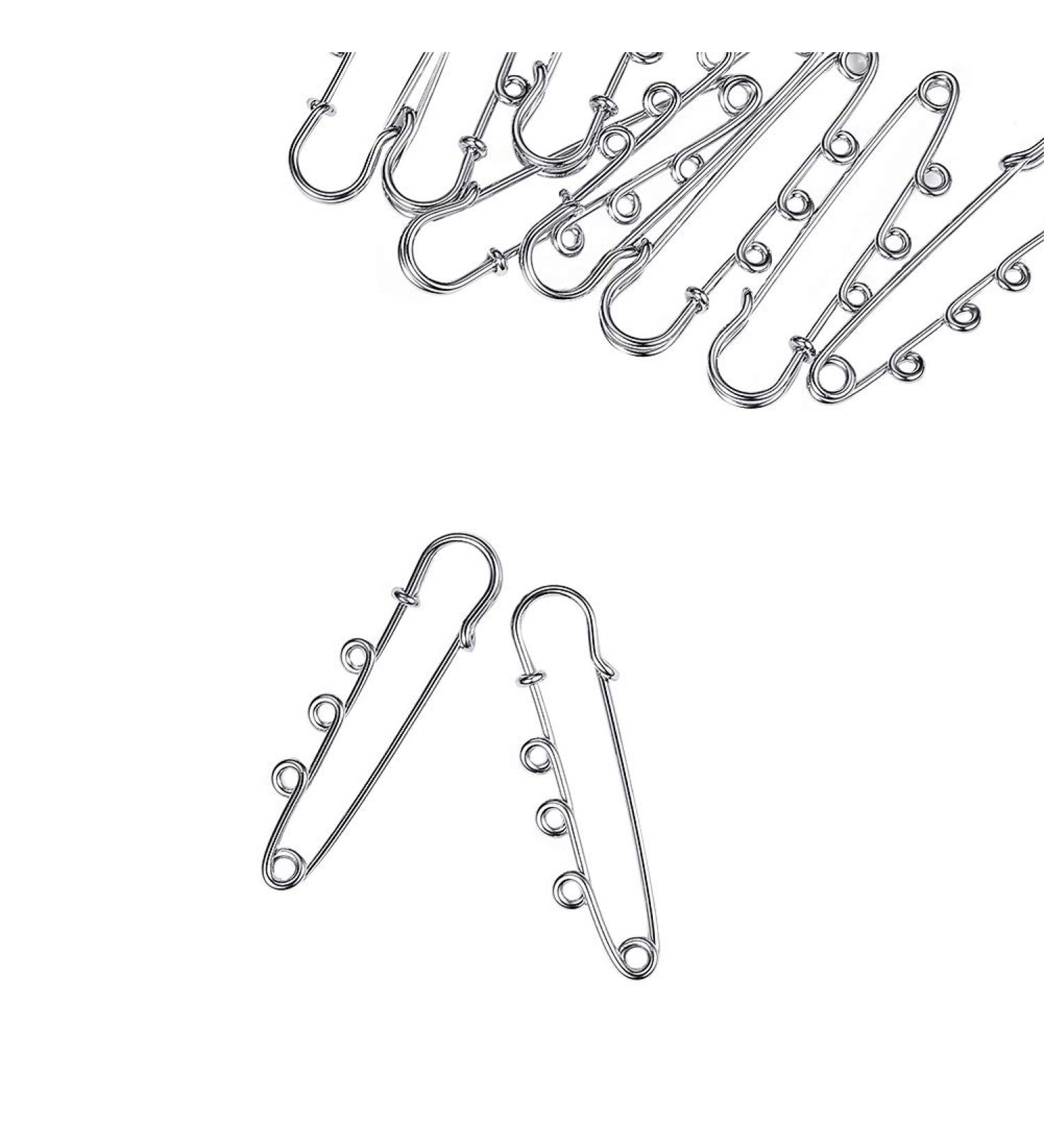 LiQunSweet 10 Pcs Iron 3-Hole Metal Brooch Safety Pins - Platinum 52mm (2 Inch) for Garment and Jewelry Making - Buy Online on GoSupps.com