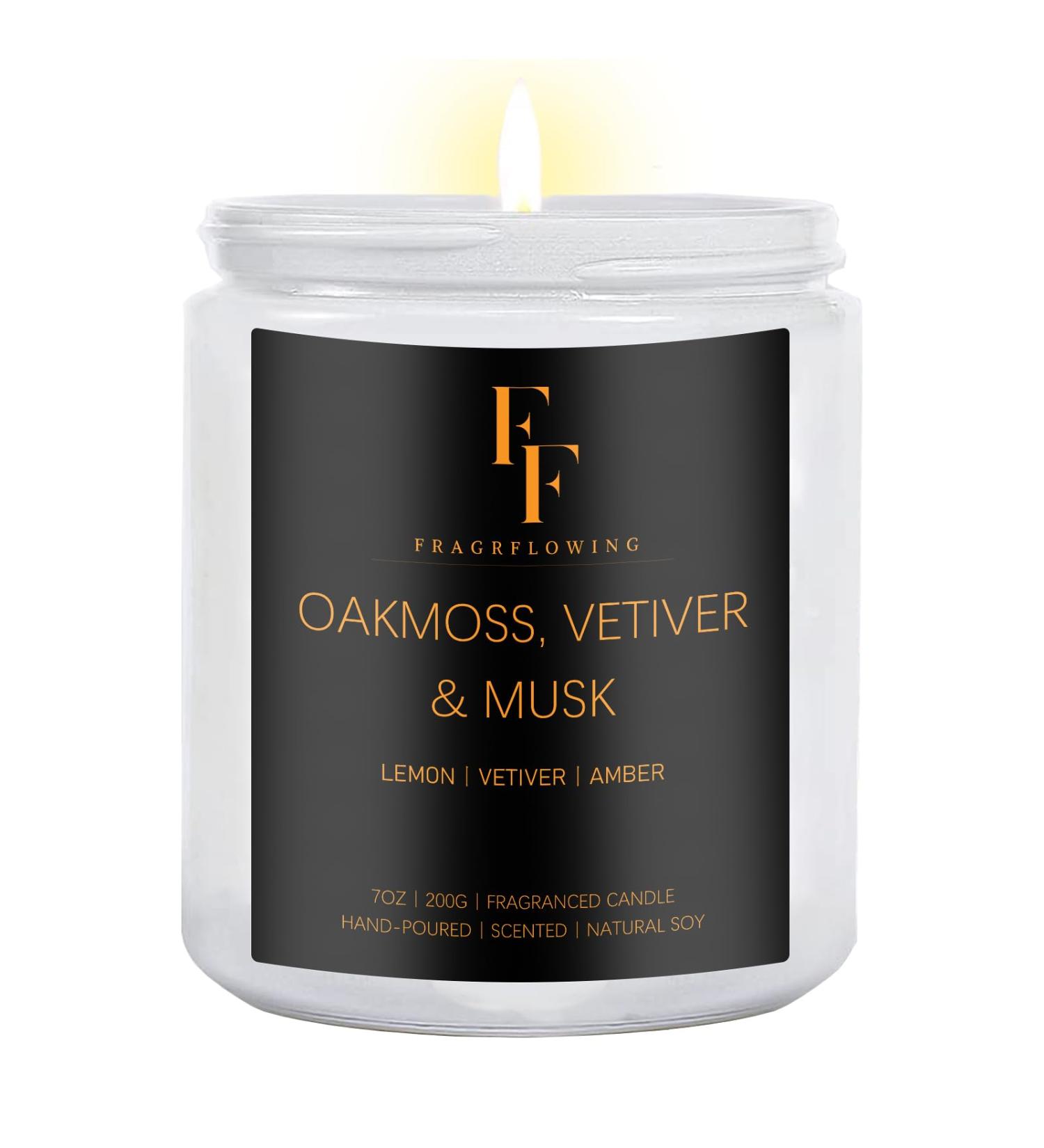 Buy Oakmoss Vetiver & Musk Scented Candles - Natural Soy Wax Aromatherapy - 7OZ White Jar - International Shipping - Buy Online on GoSupps.com