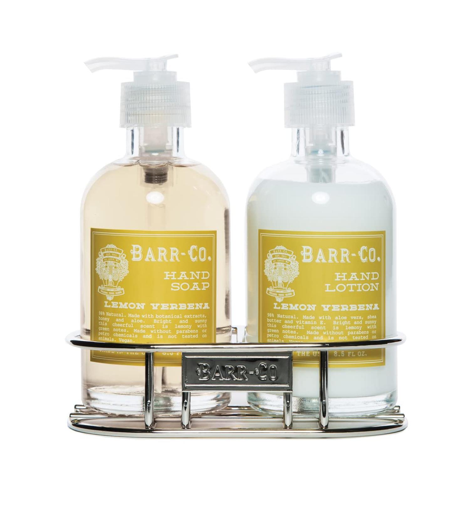 BARR-CO Lemon Verbera Scent Hand Soap& Body Lotion Duo with Caddy