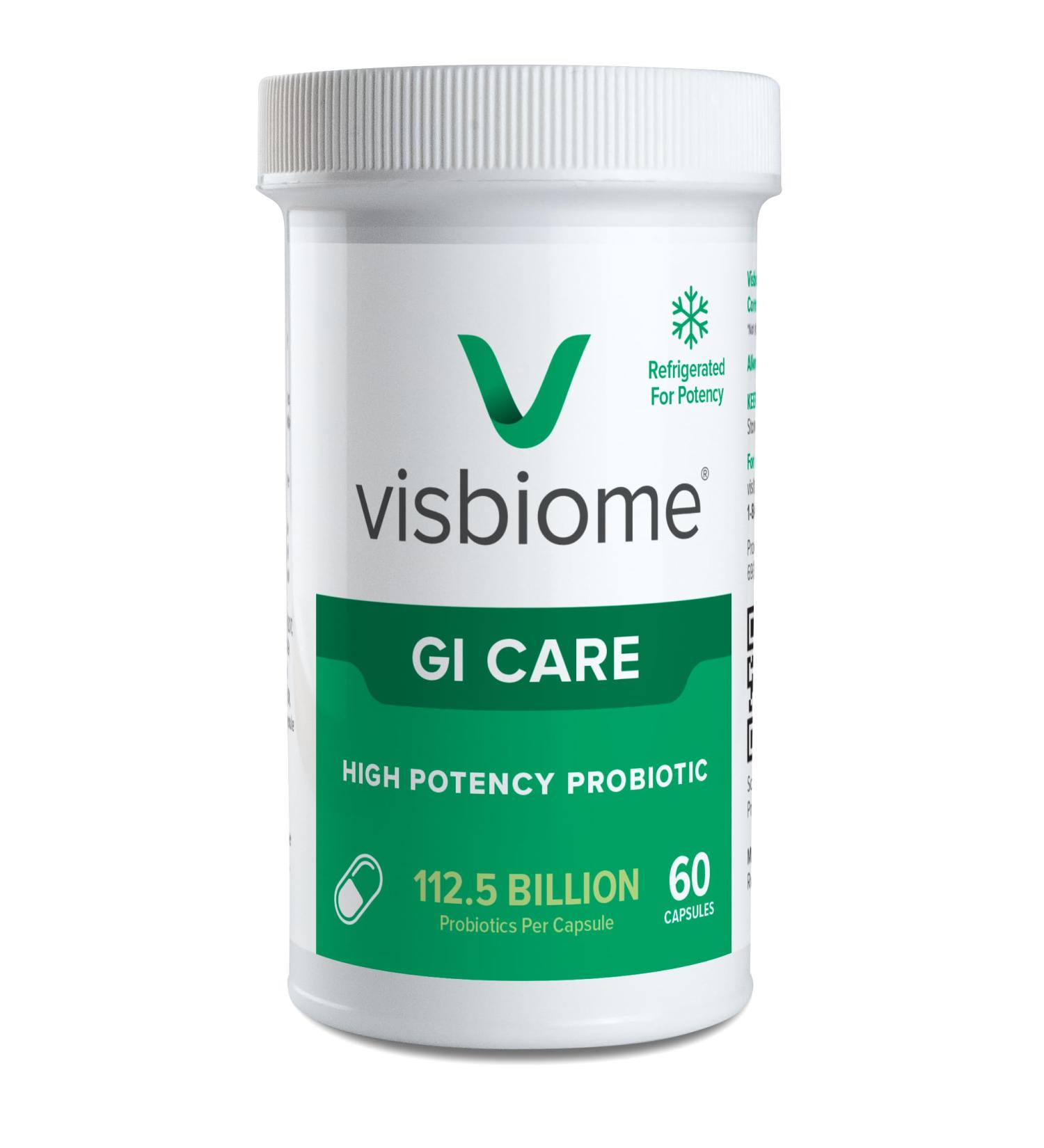 Visbiome GI Care - High Potency Probiotic - 112.5 Billion CFU Live Probiotics Original De Simone Formulation Made in USA 60 Capsules. 60 Count (Pack of 1) - Buy Online on GoSupps.com