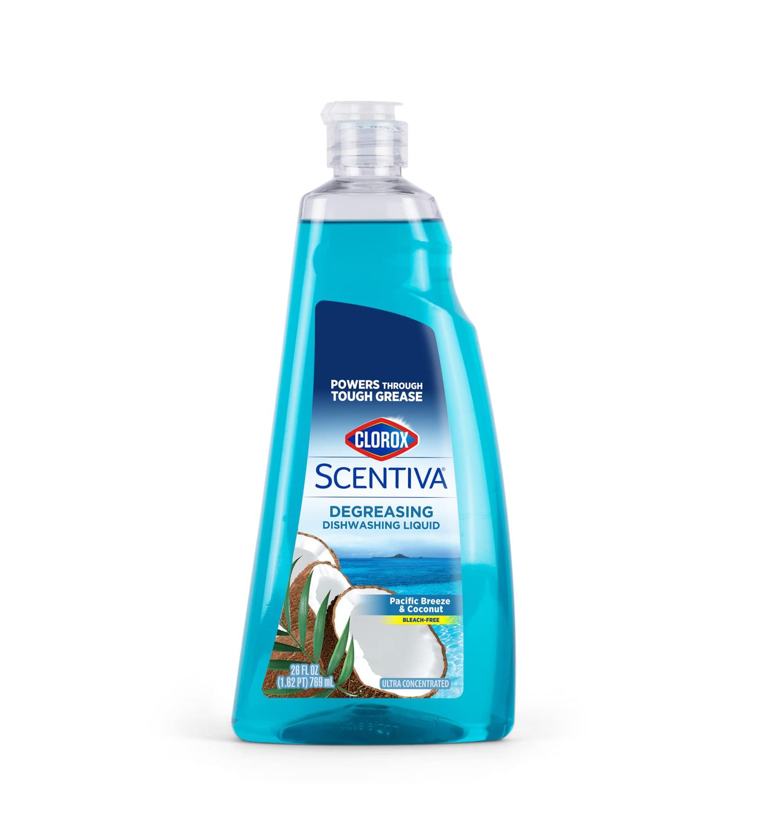 Clorox Scentiva Pacific Breeze & Coconut Dishwashing Liquid Soap - 26 Oz | Fast-Acting Grease Cutter with Germ-Fighting Formula | Trusted Cleaning Power - Buy Online on GoSupps.com