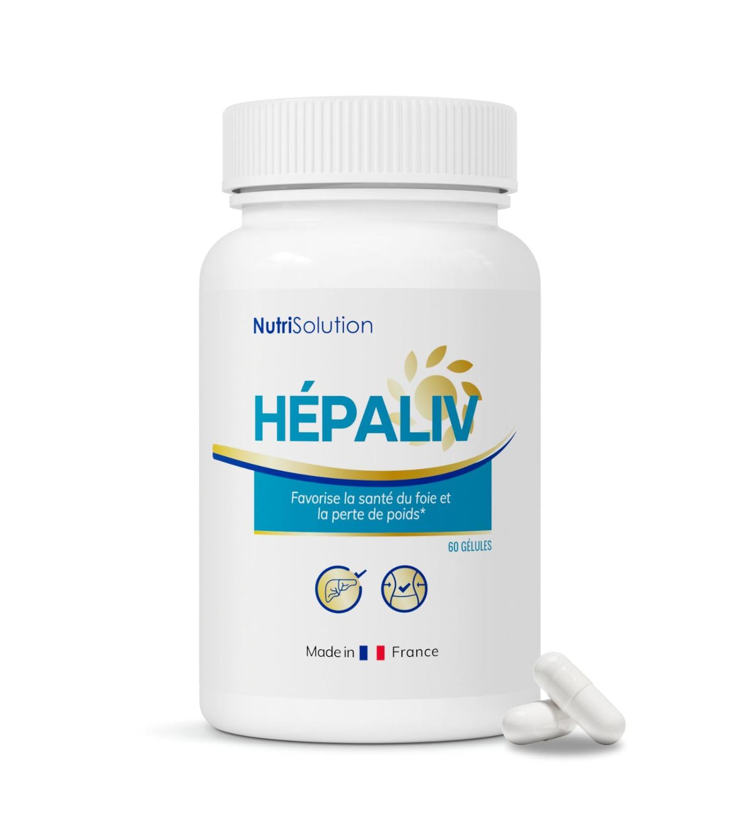 HepaLiv by Nutrisolution | Liver Health & Weight Loss Supports | Powerful Fat Burner | With Saffron Rosemary Kola Nuts | Made in France - Buy Online on GoSupps.com