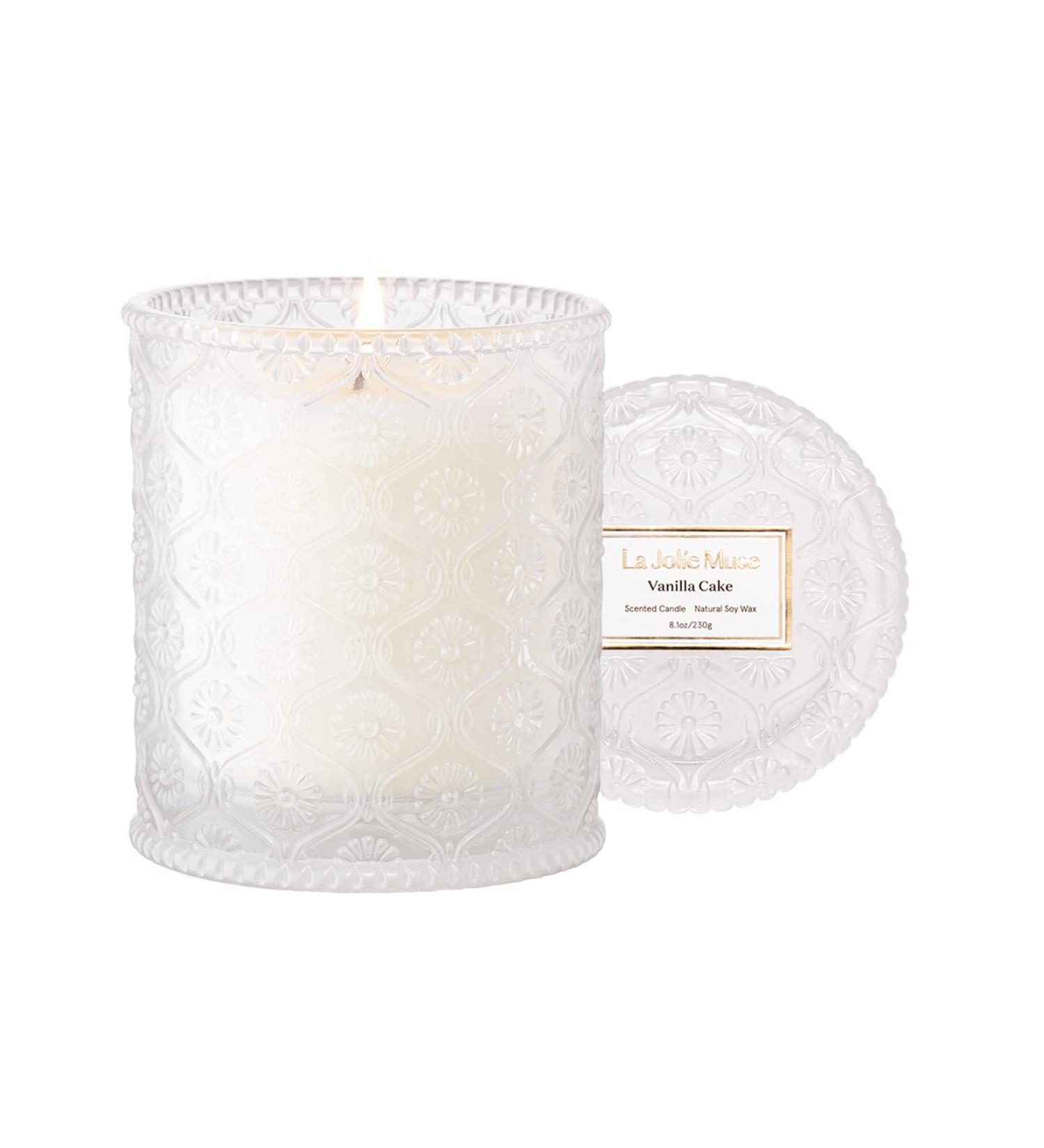 La Jolie Muse Vanilla Cake Scented Candle 8 oz - 55 Hour Burn Time - Luxury Natural Soy Wax Candle for Home - Buy Online on GoSupps.com