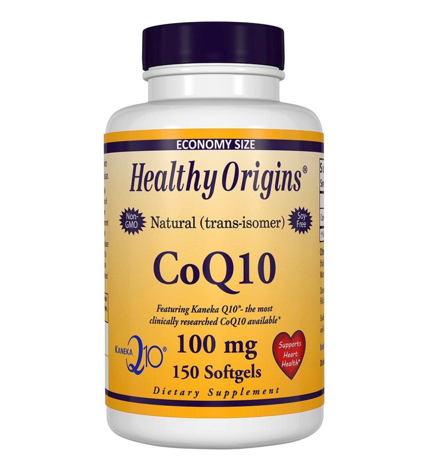 Buy Healthy Origins CoQ10 100mg - Kaneka Q10 150 Softgels | Premium Heart Health Supplement | International Shipping Available - Buy Online on GoSupps.com