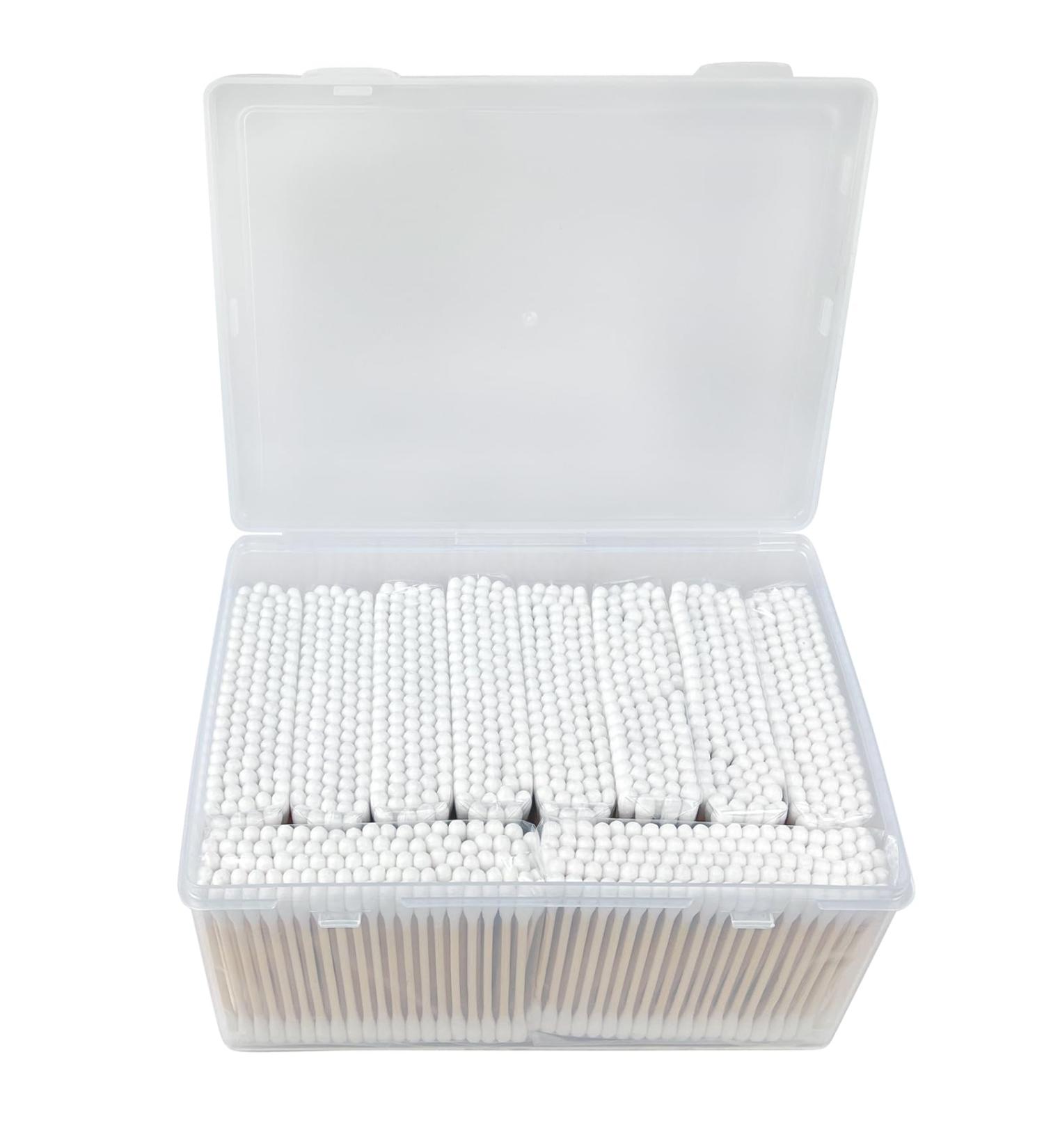 1000 Pcs Cotton Swabs in A Storage Case | Organic Cotton Natural Bamboo | Soft & Hypoallergenic | Ear Cleaning Makeup Application Makeup & Nail Polish Removal Baby Care Pet Care Art & Crafts 1000 Pcs Round - Buy Online on GoSupps.com