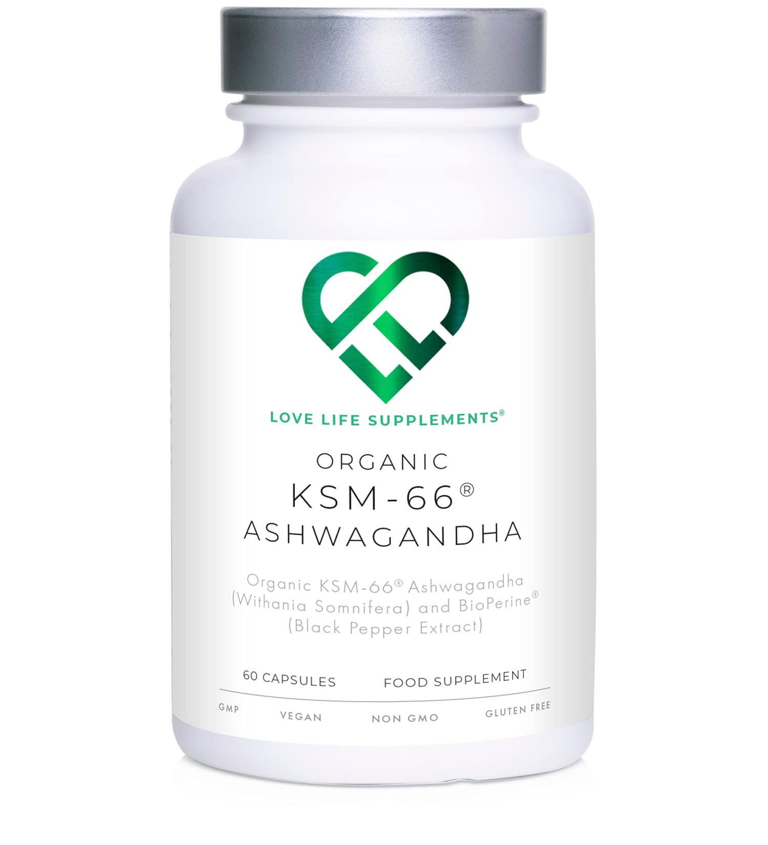 Organic Ashwagandha KSM-66 500mg | 5% Withanolides & Bioperine | 60 Vegan Capsules - Buy Online on GoSupps.com