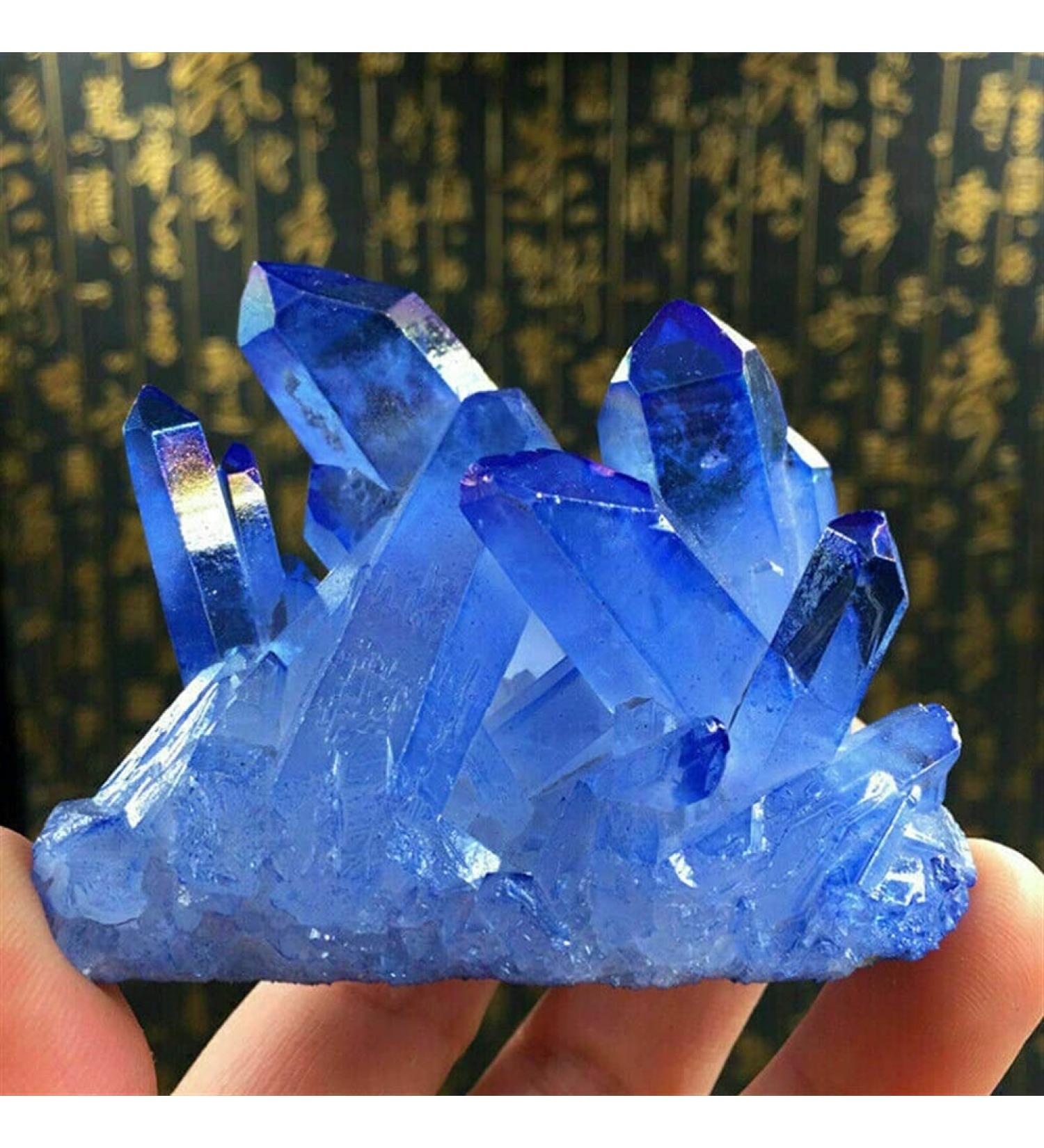 Stone Blue Titanium Rainbow Aura Lemurian Quartz Cluster Crystal Point Balance Gemstone Decoration Crystal Cluster (Size : 60-70g) - Buy Online on GoSupps.com