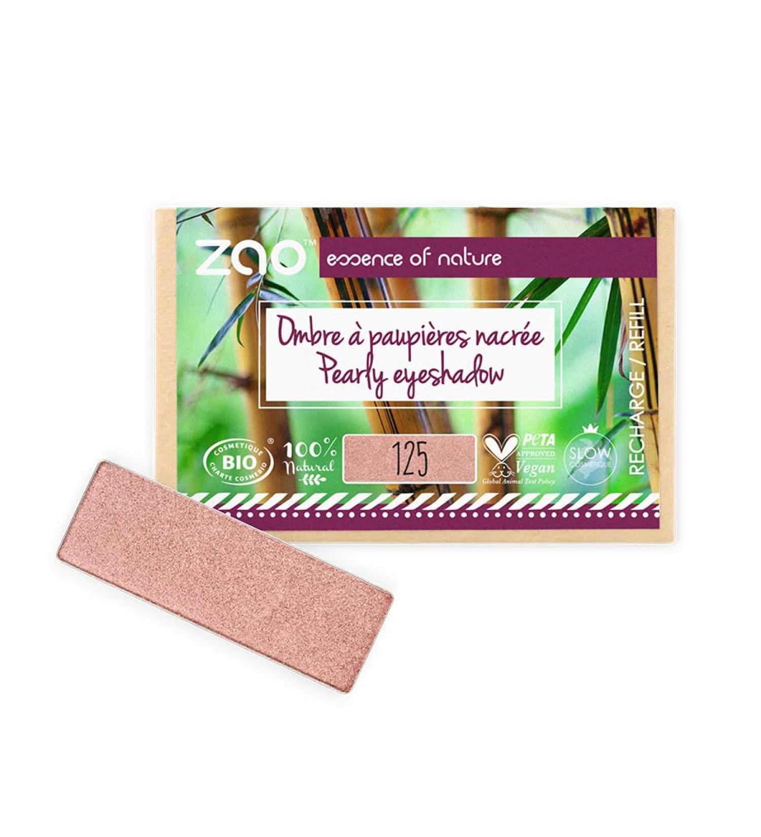 Zao Rectangle Eye Shadow Rectangular Mother of Pearl Eye Shadow Sunshiny Pink No.125 Refill